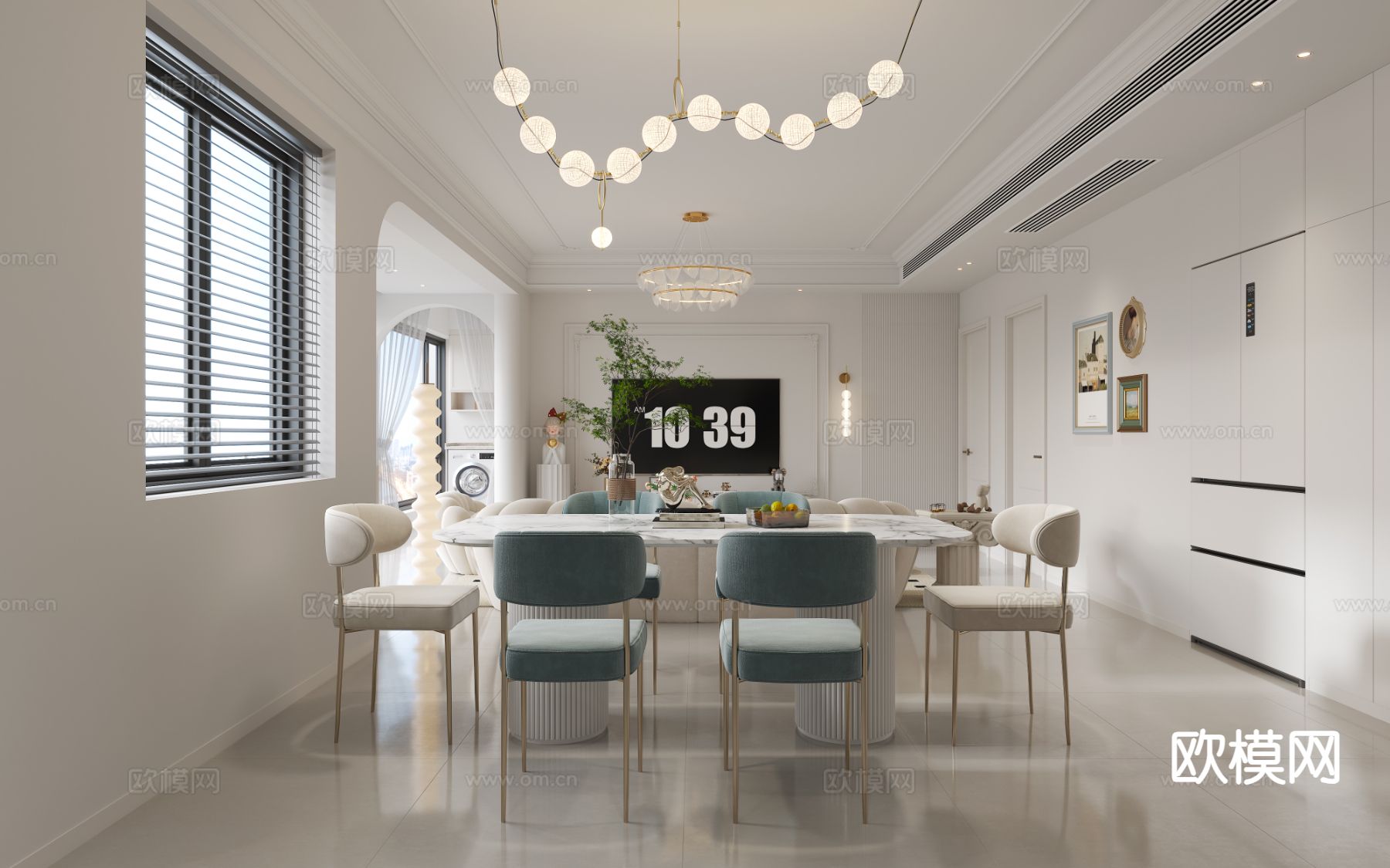 法式客餐厅3d模型下载（渲染图3）