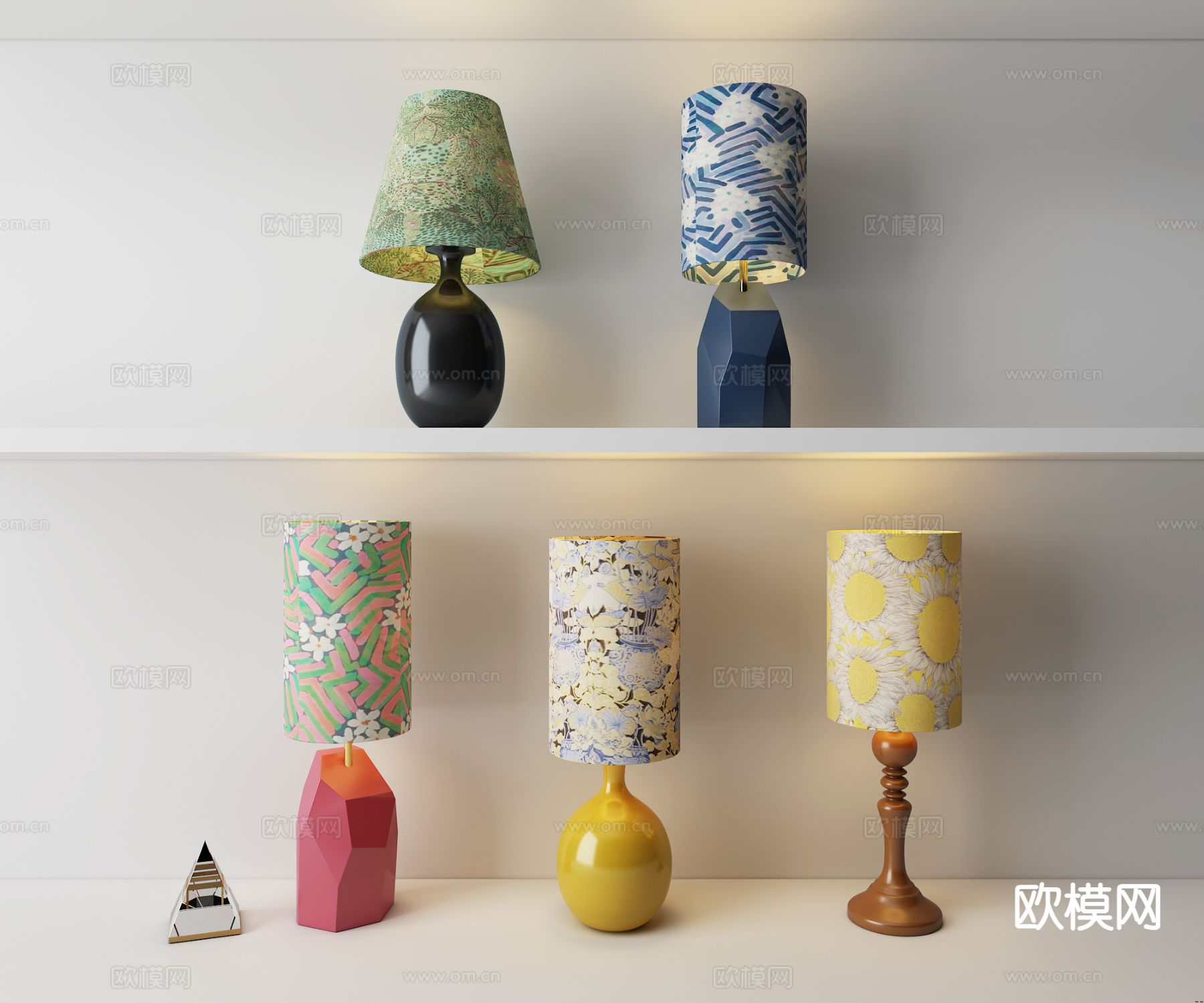 美式复古台灯3d模型下载