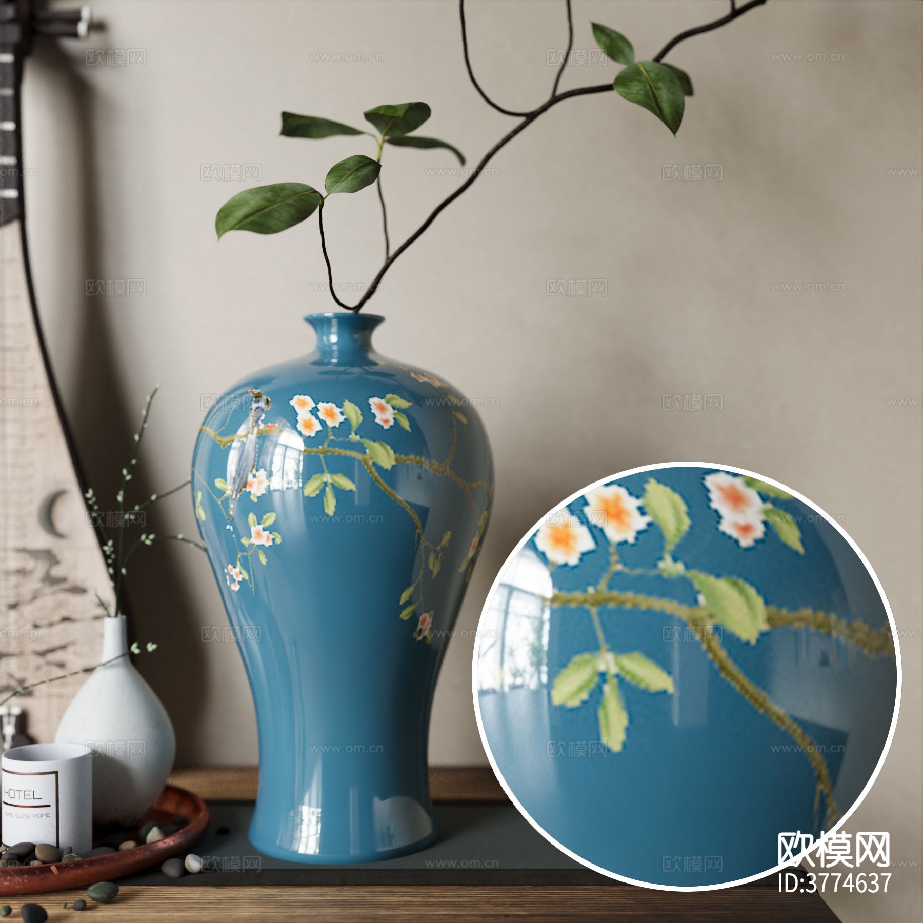 花纹陶瓷 蓝色陶瓷 高光陶瓷材质下载