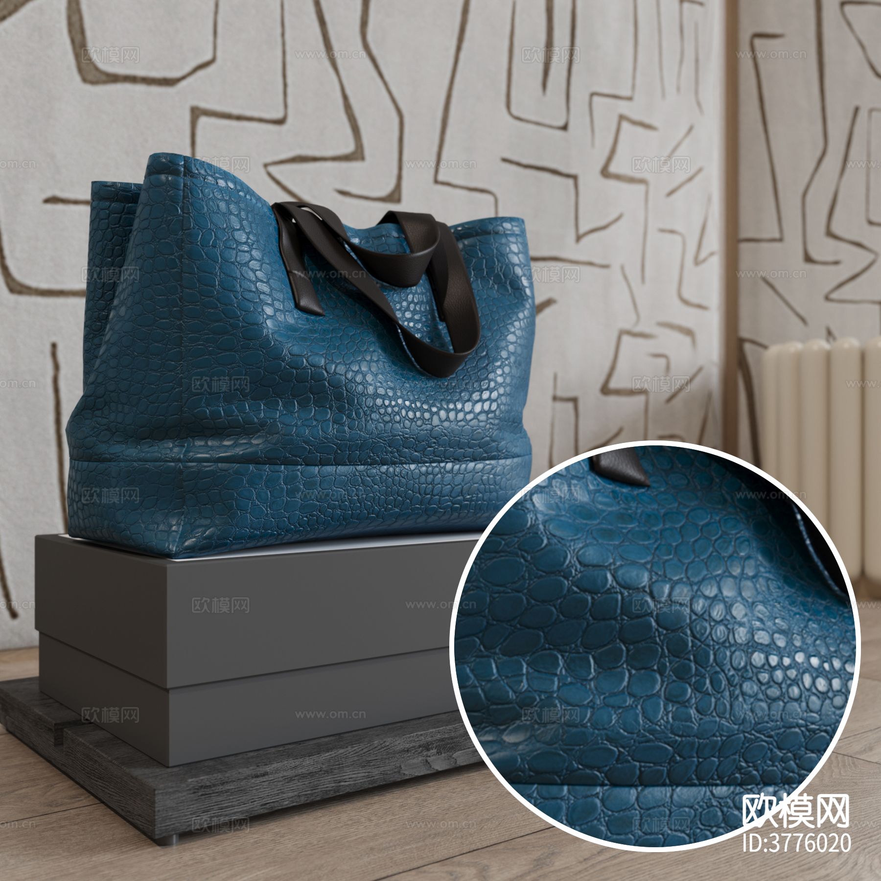 蓝色皮革 鳄鱼皮材质下载