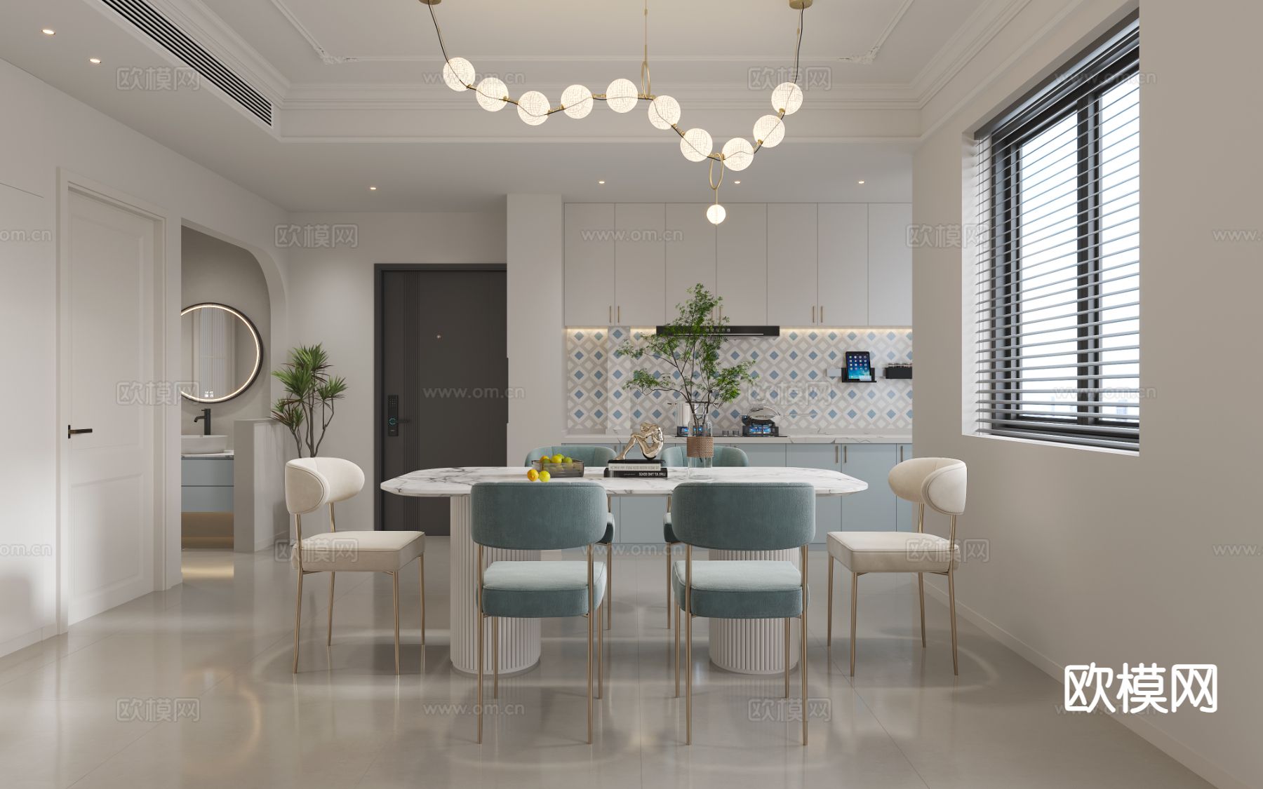 法式客餐厅3d模型下载（渲染图4）