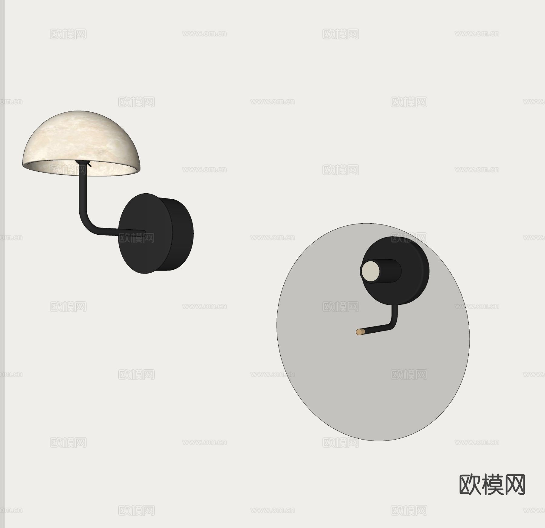 北欧壁灯 极简壁灯su模型下载（渲染图1）