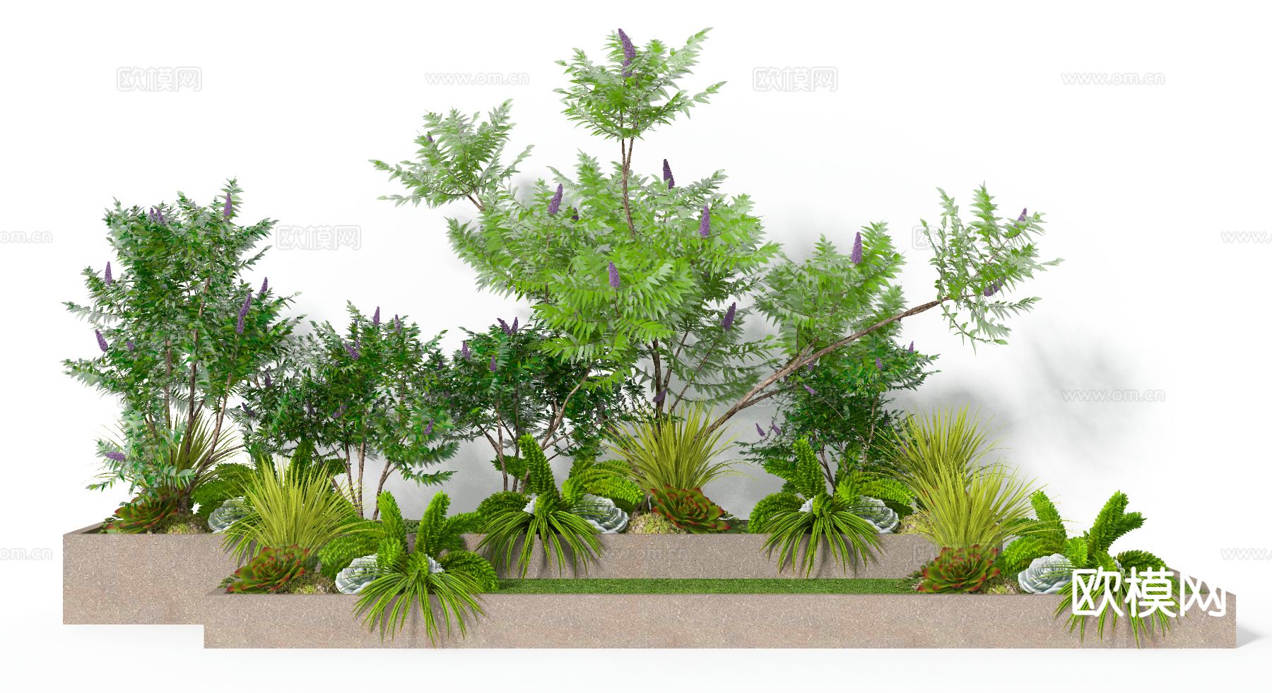 景观树 盆栽 绿植花槽 植物堆3d模型