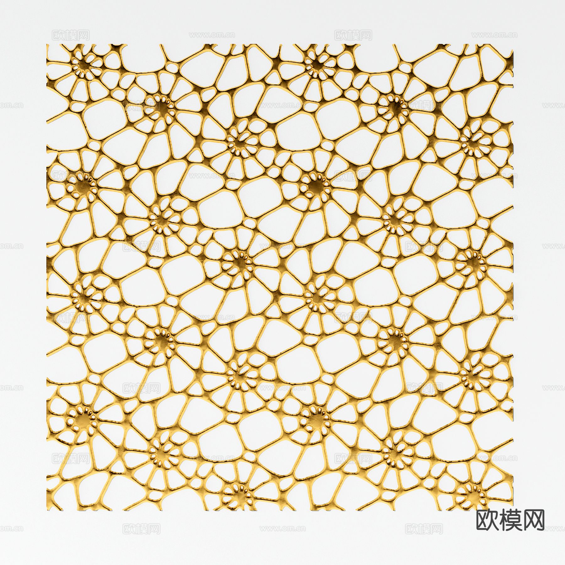 现代金色镂空花朵隔断 玄关隔断3d模型