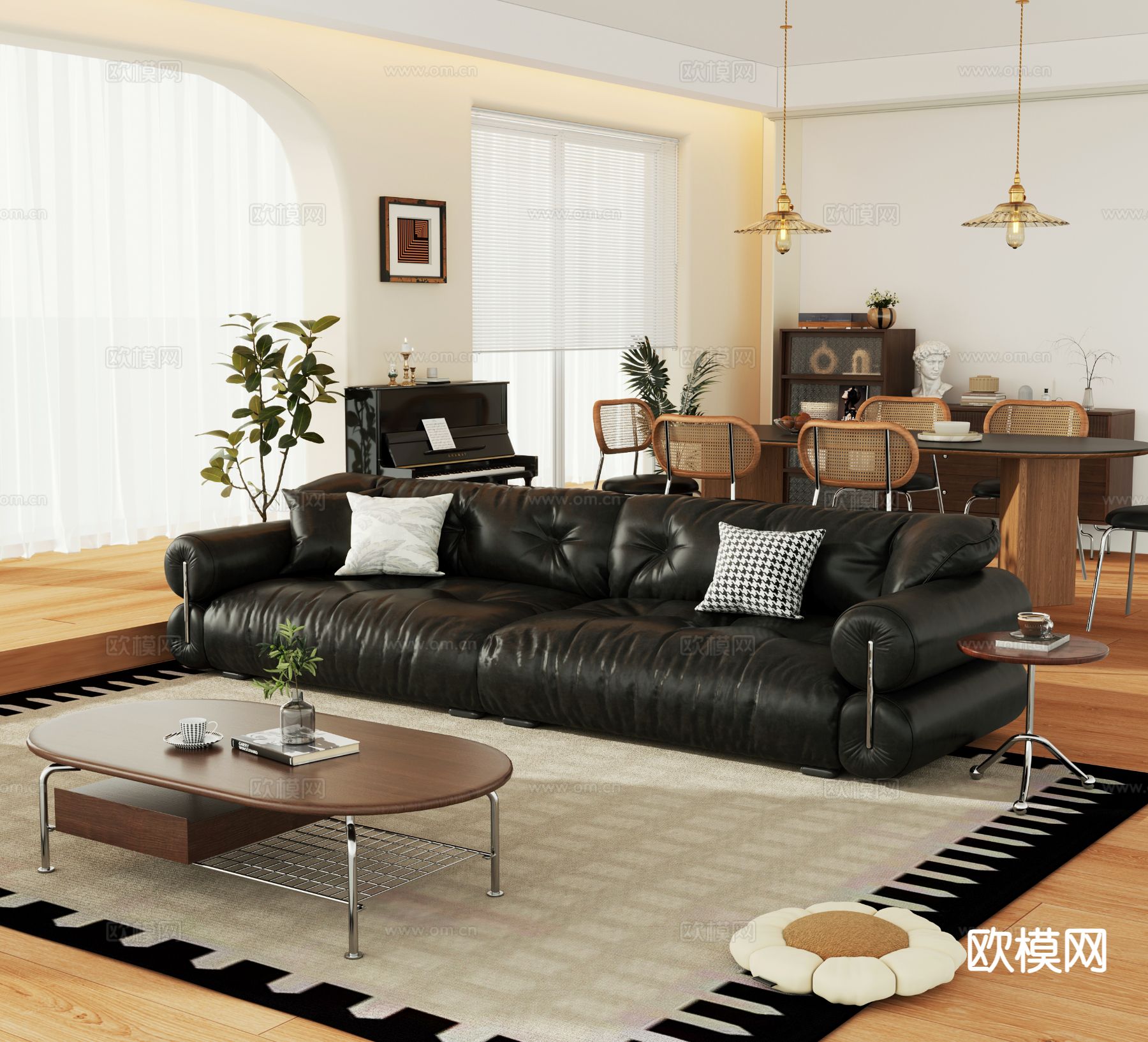 中古风客餐厅3d模型下载