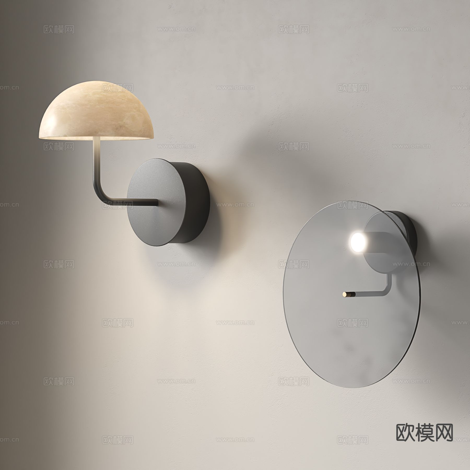 北欧壁灯 极简壁灯su模型下载（渲染图2）