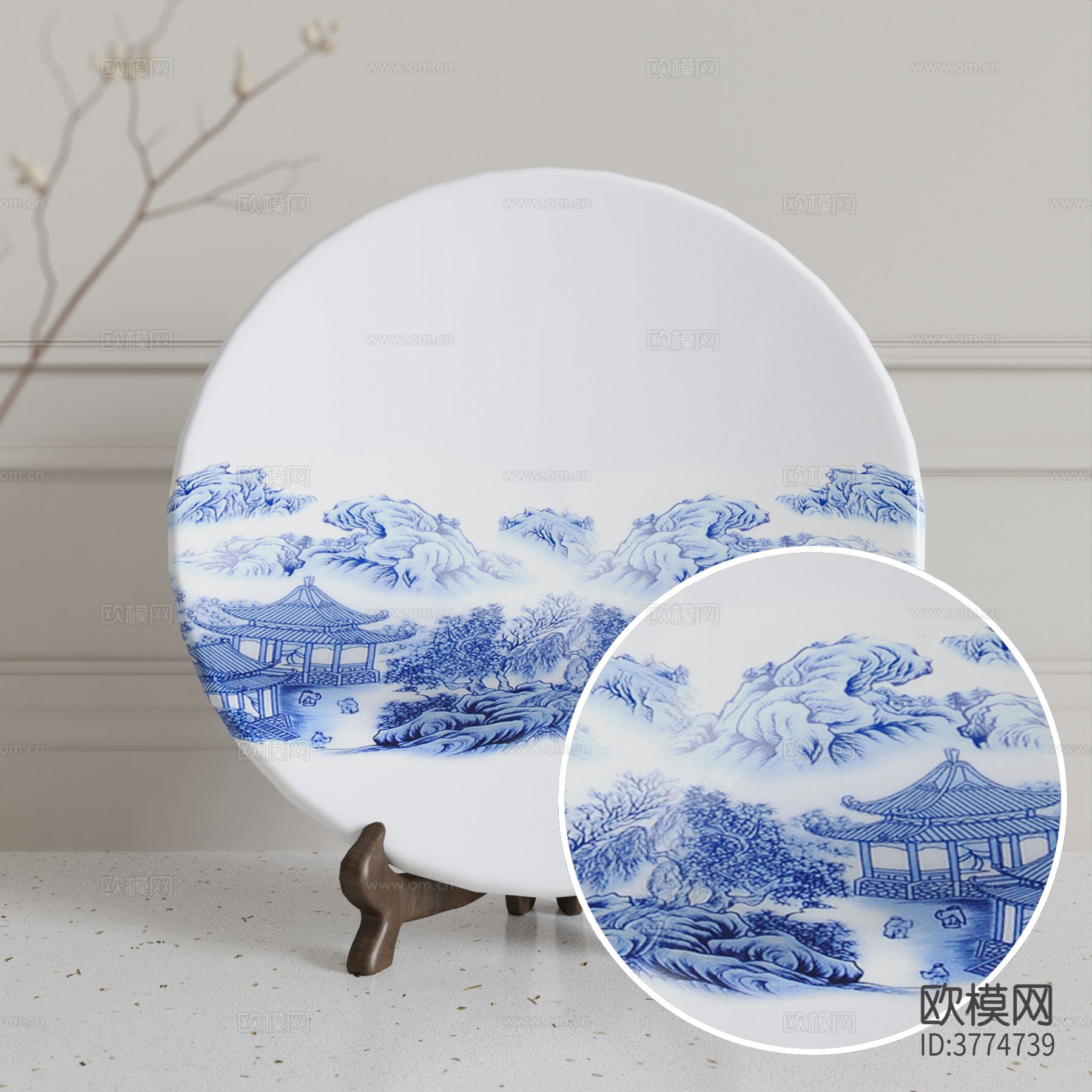 山水画陶瓷 哑光陶瓷材质下载