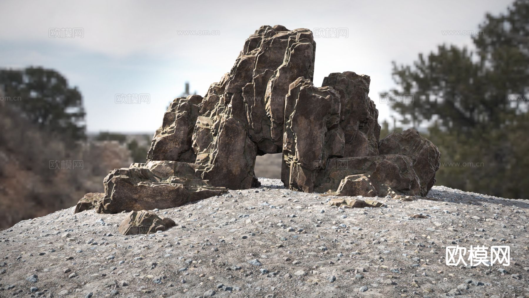 现代假山 石头 景观石3d模型