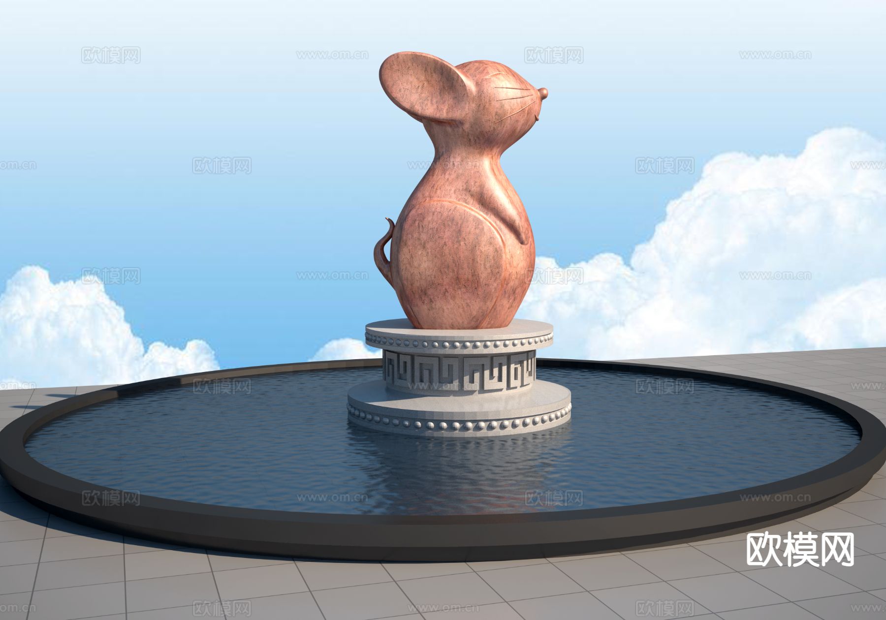十二生肖雕塑 鼠雕塑3d模型下载
