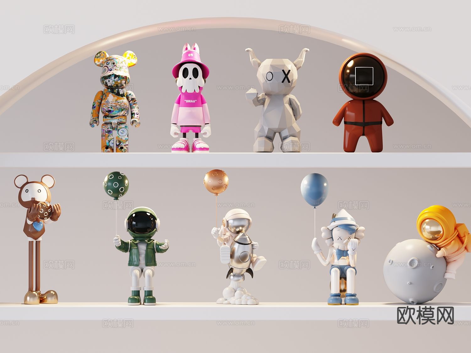 公仔摆件 潮玩 雕塑摆件su模型下载（渲染图2）
