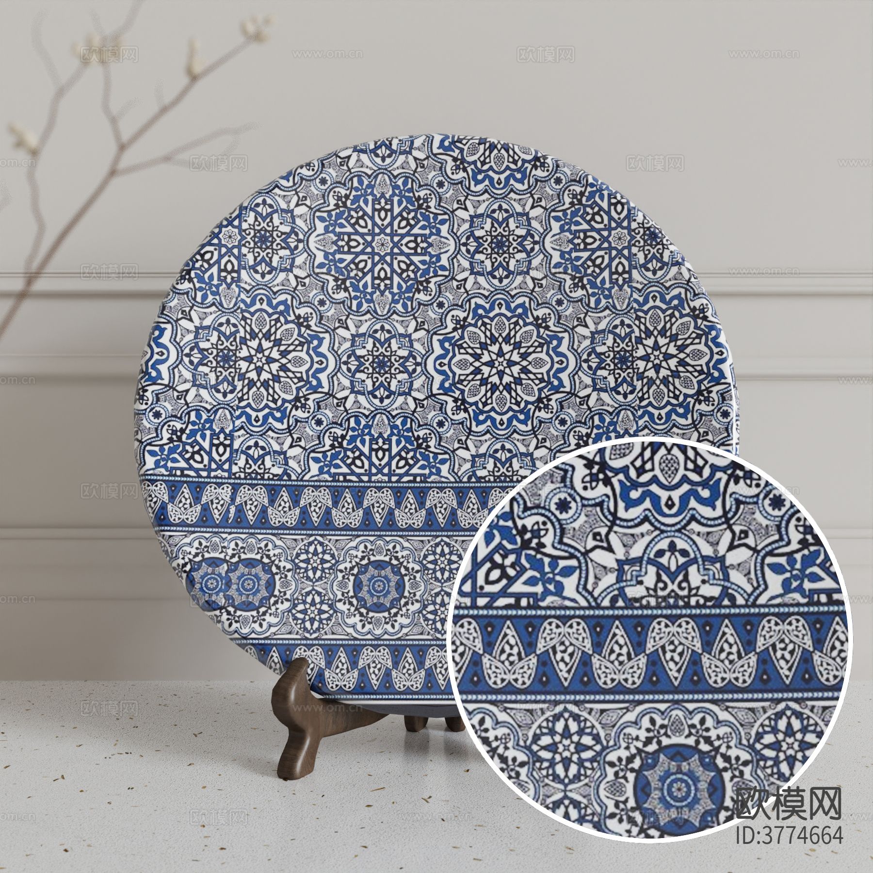 花纹花盘 哑光陶瓷材质下载