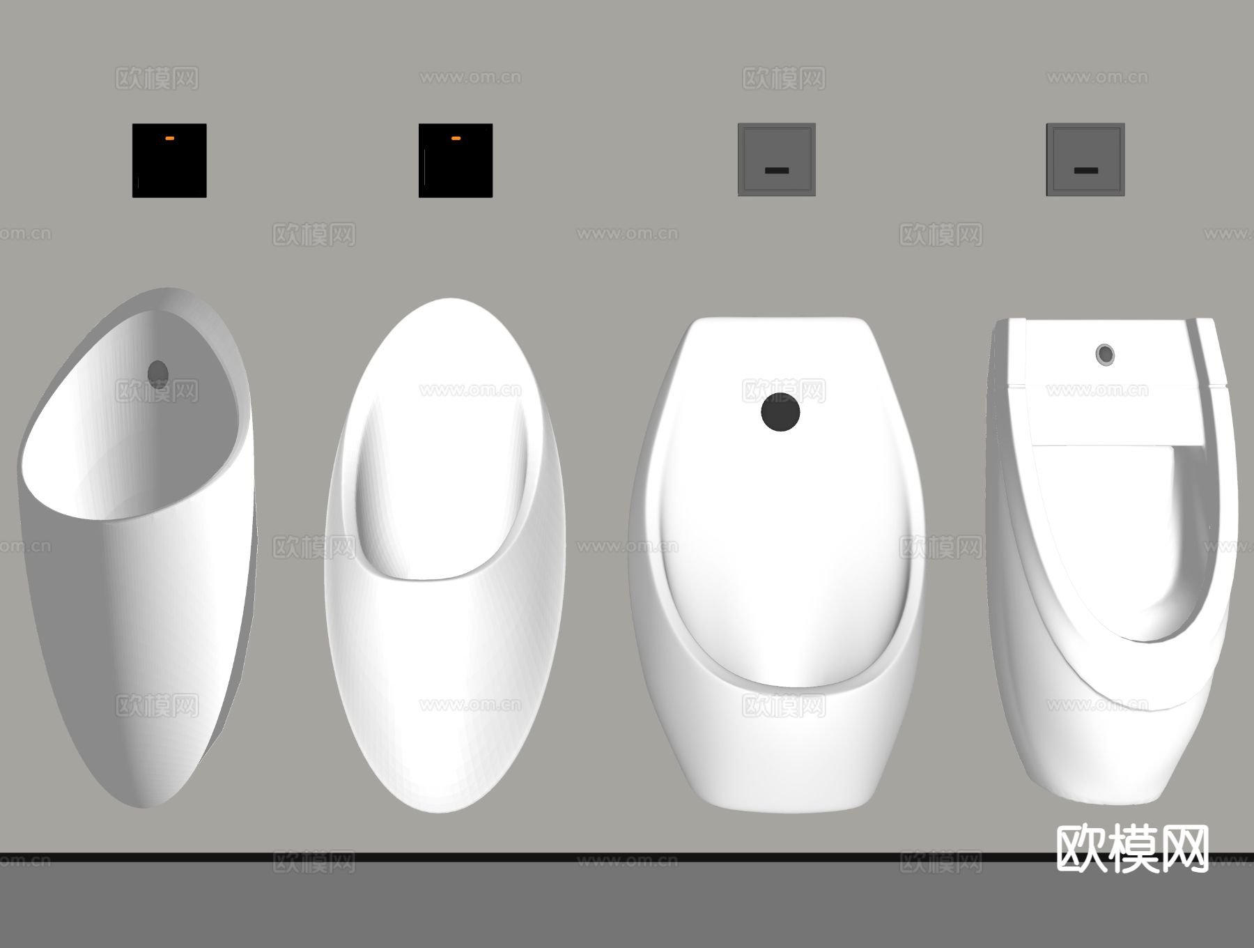 现代小便斗 小便器su模型