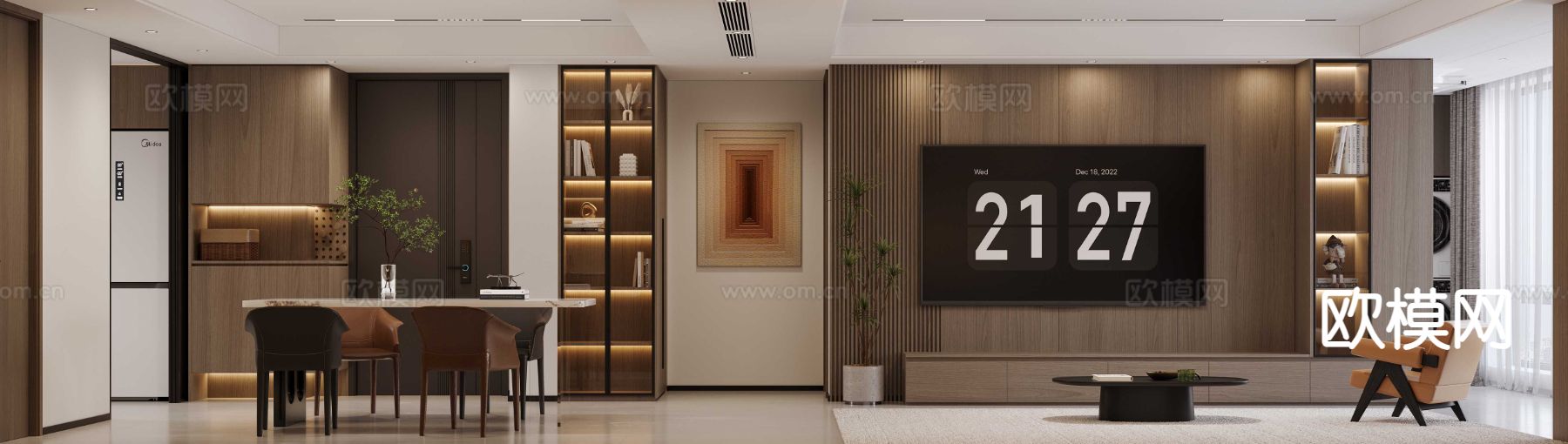 现代客餐厅3d模型下载（渲染图2）