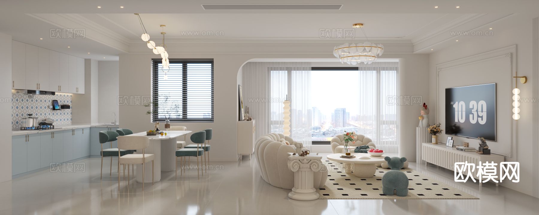 法式客餐厅3d模型下载（渲染图5）