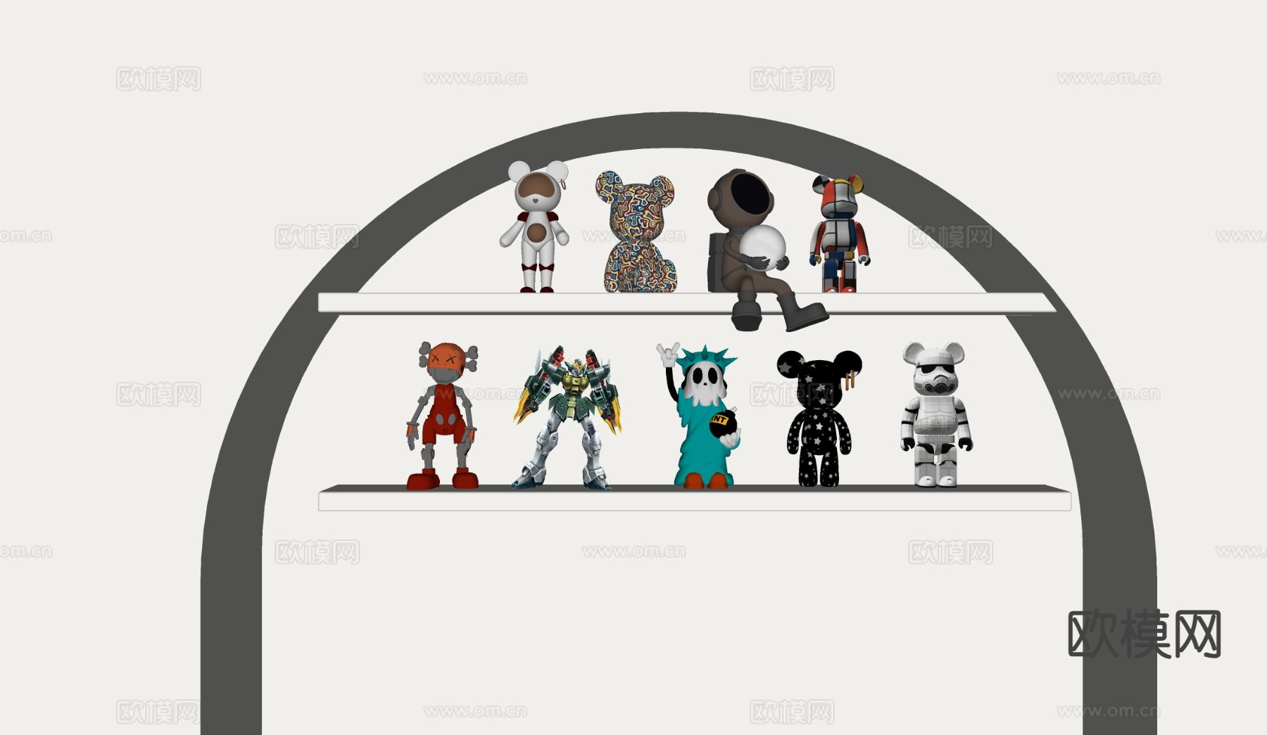 现代公仔摆件 潮玩 雕塑摆件su模型下载（渲染图1）