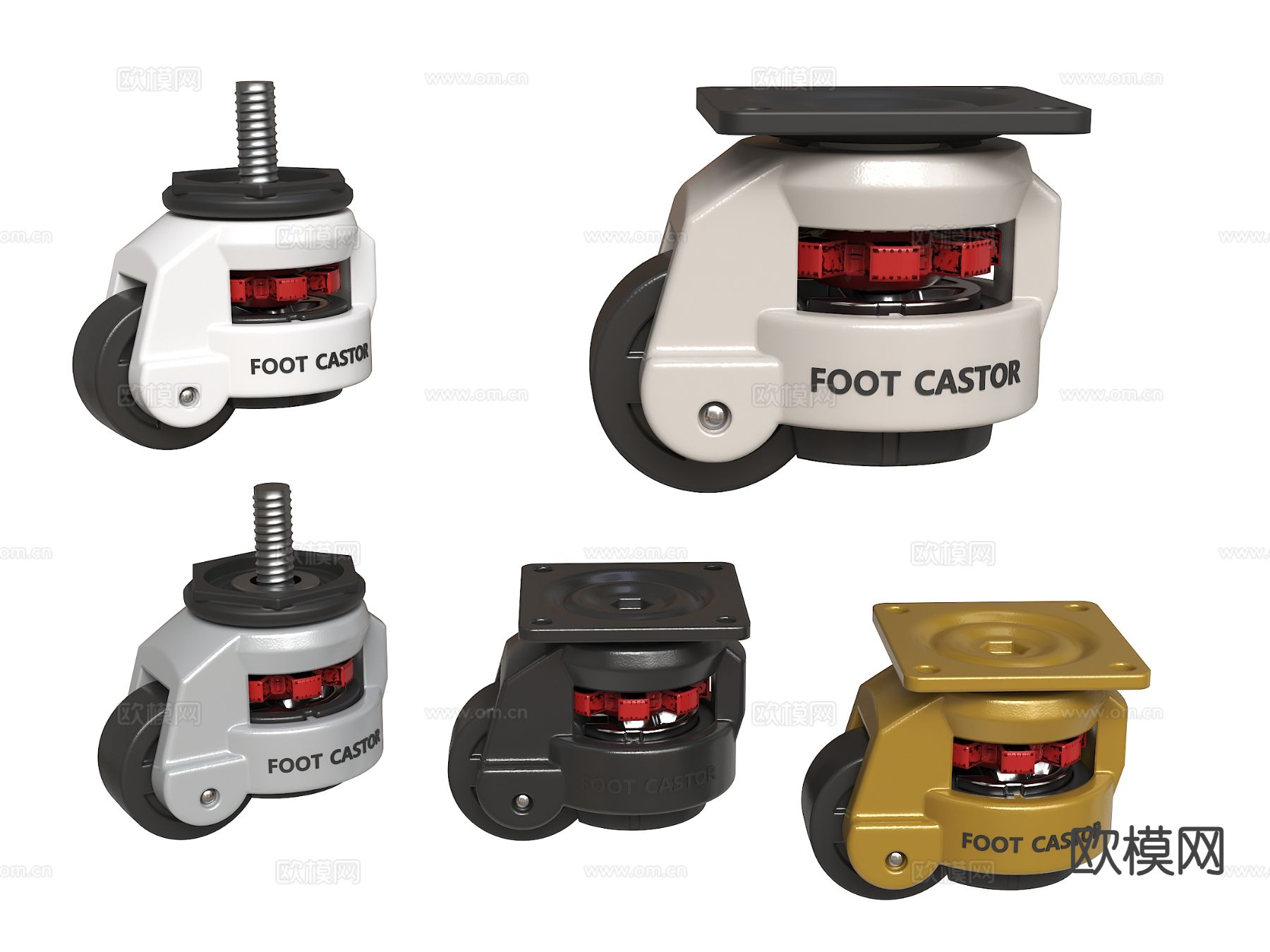 福马轮 万向轮 水平调节转向轮 工业重型脚轮 脚轮 地脚3d模型