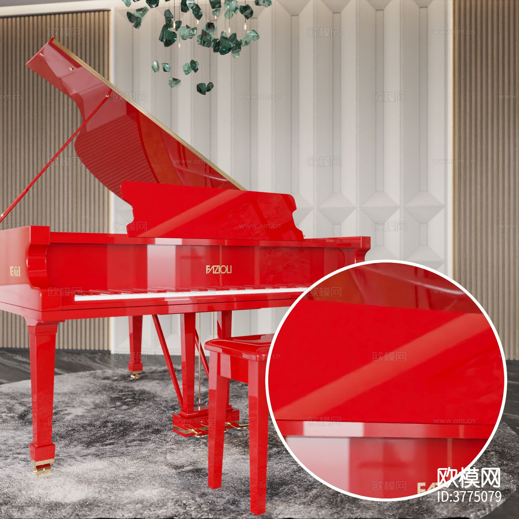 红色钢琴漆材质下载