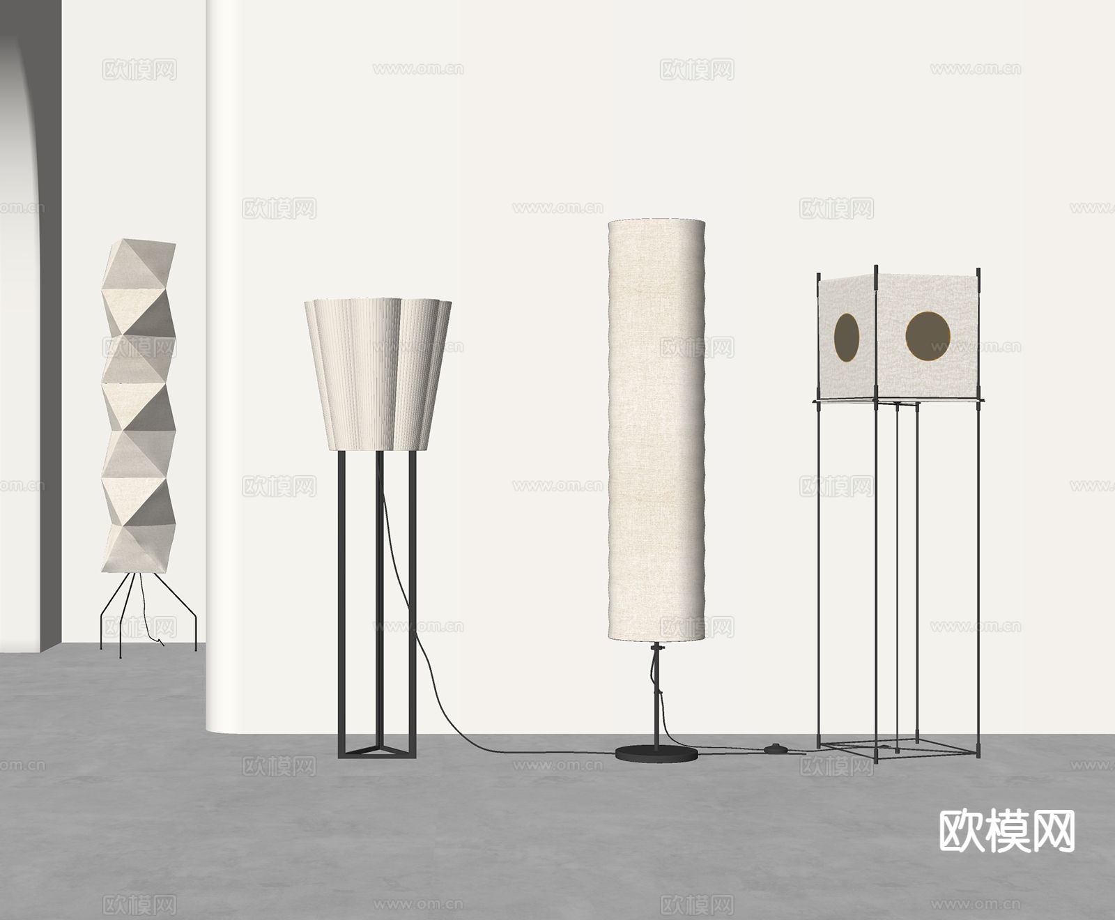 日式纸质落地灯su模型下载（渲染图1）