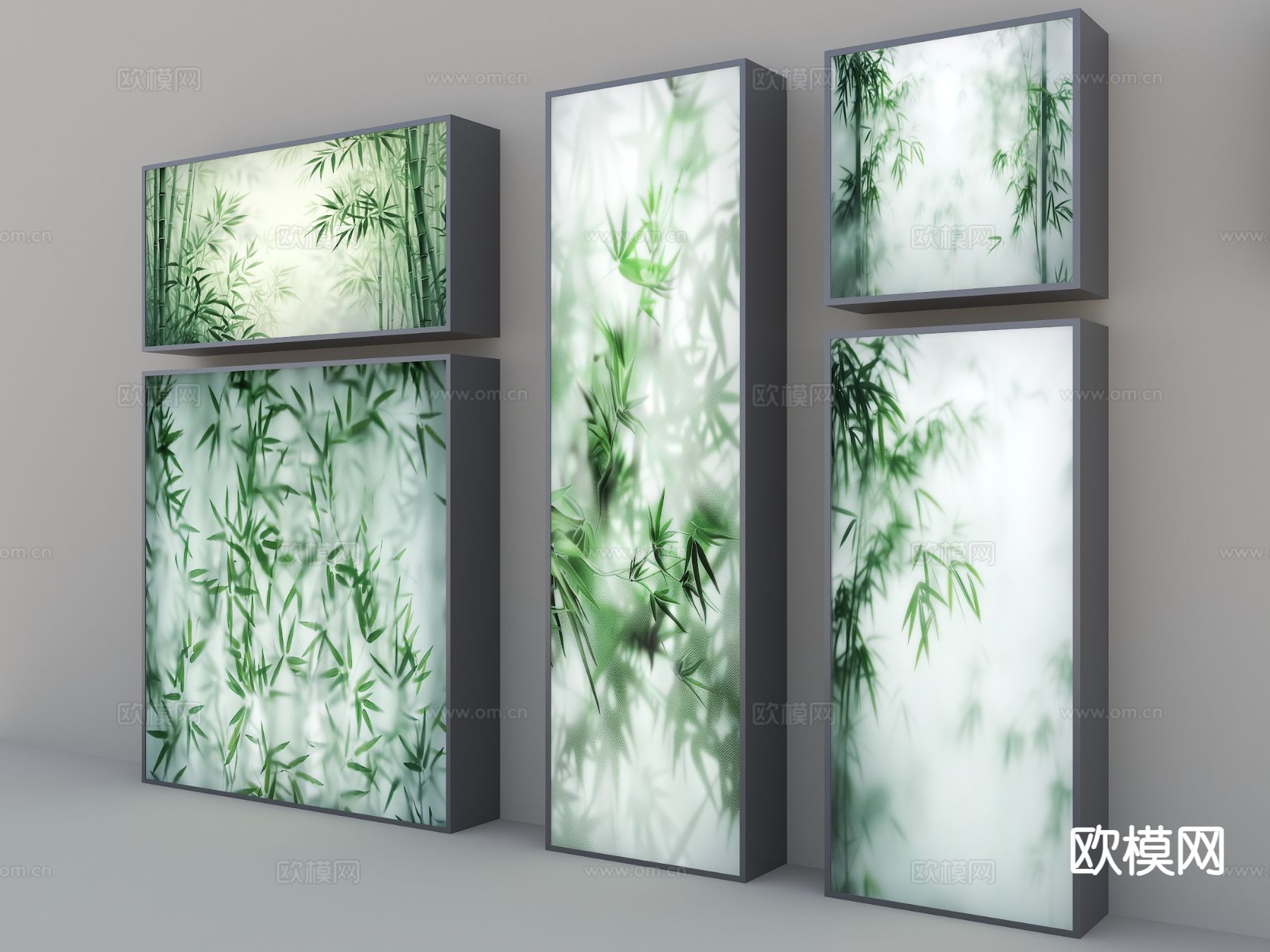 现代磨砂玻璃灯箱 装饰灯箱su模型下载（渲染图2）