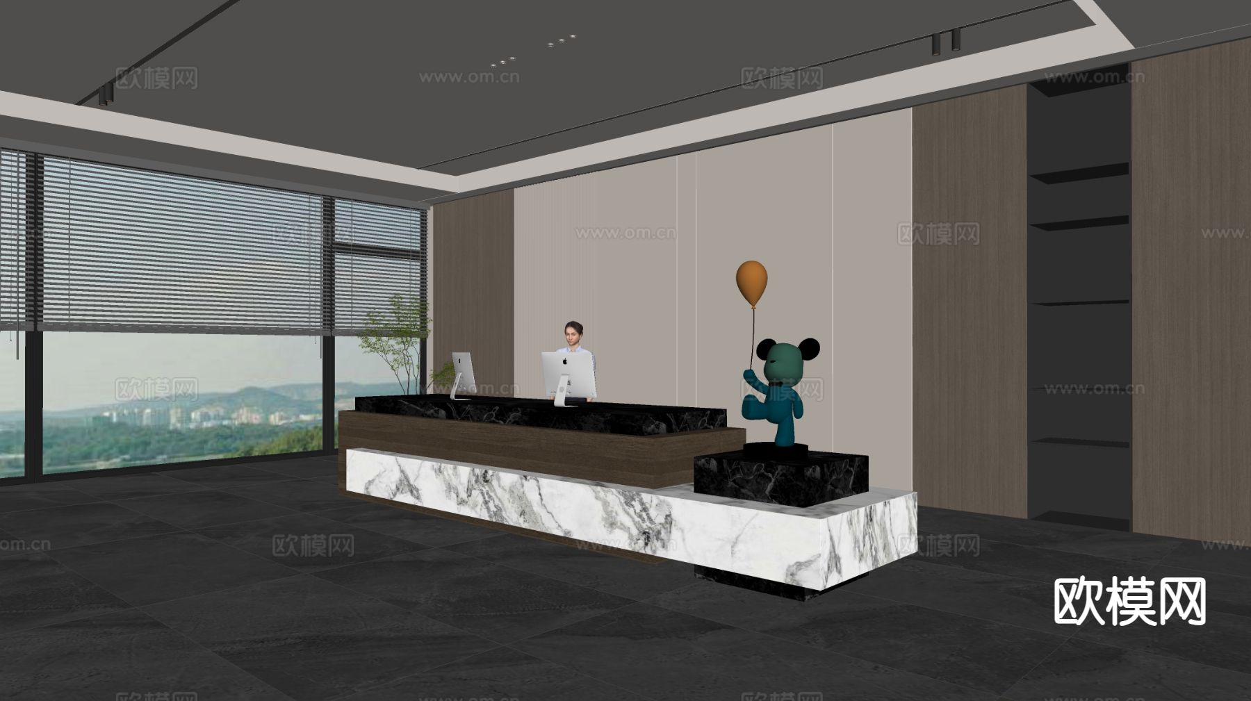 现代公司前台su模型下载（渲染图1）