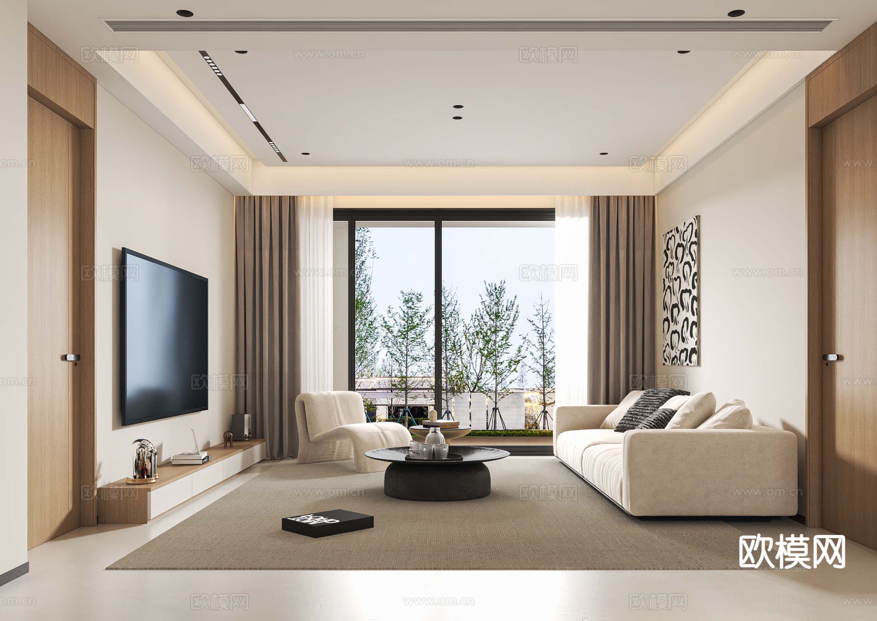 现代客餐厅3d模型下载（渲染图1）