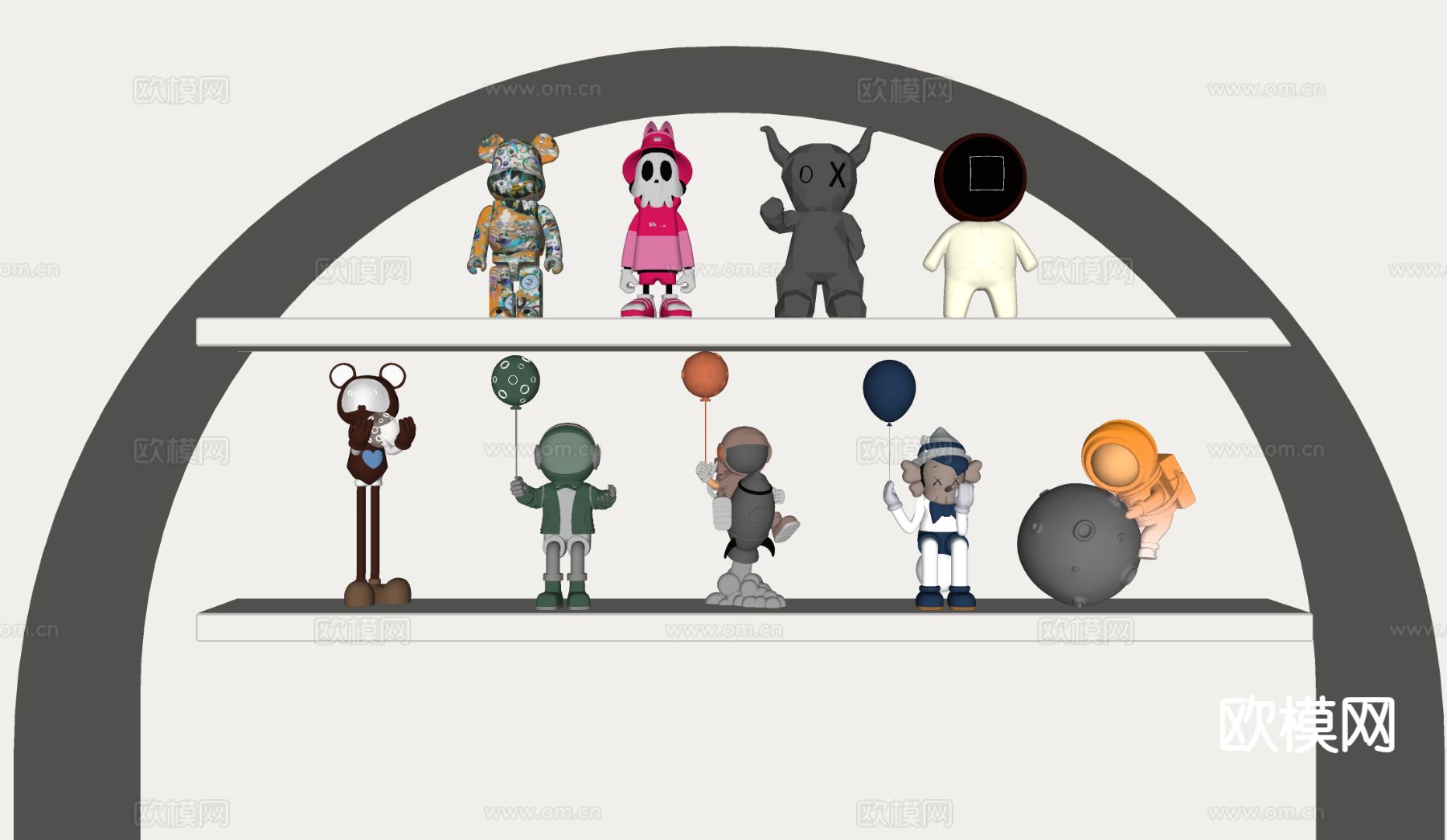 公仔摆件 潮玩 雕塑摆件su模型下载（渲染图1）