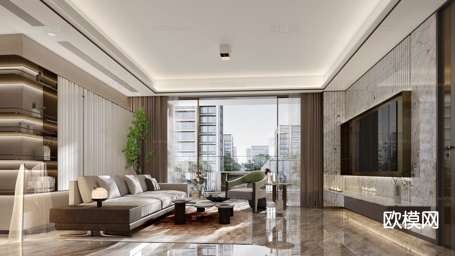 现代客餐厅3d模型下载（渲染图1）