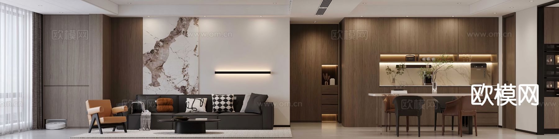 现代客餐厅3d模型下载（渲染图4）