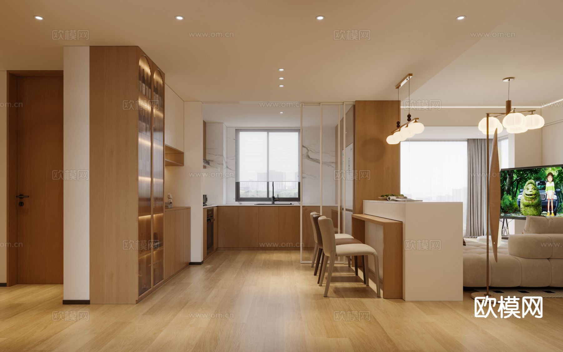 北欧客餐厅3d模型下载（渲染图4）