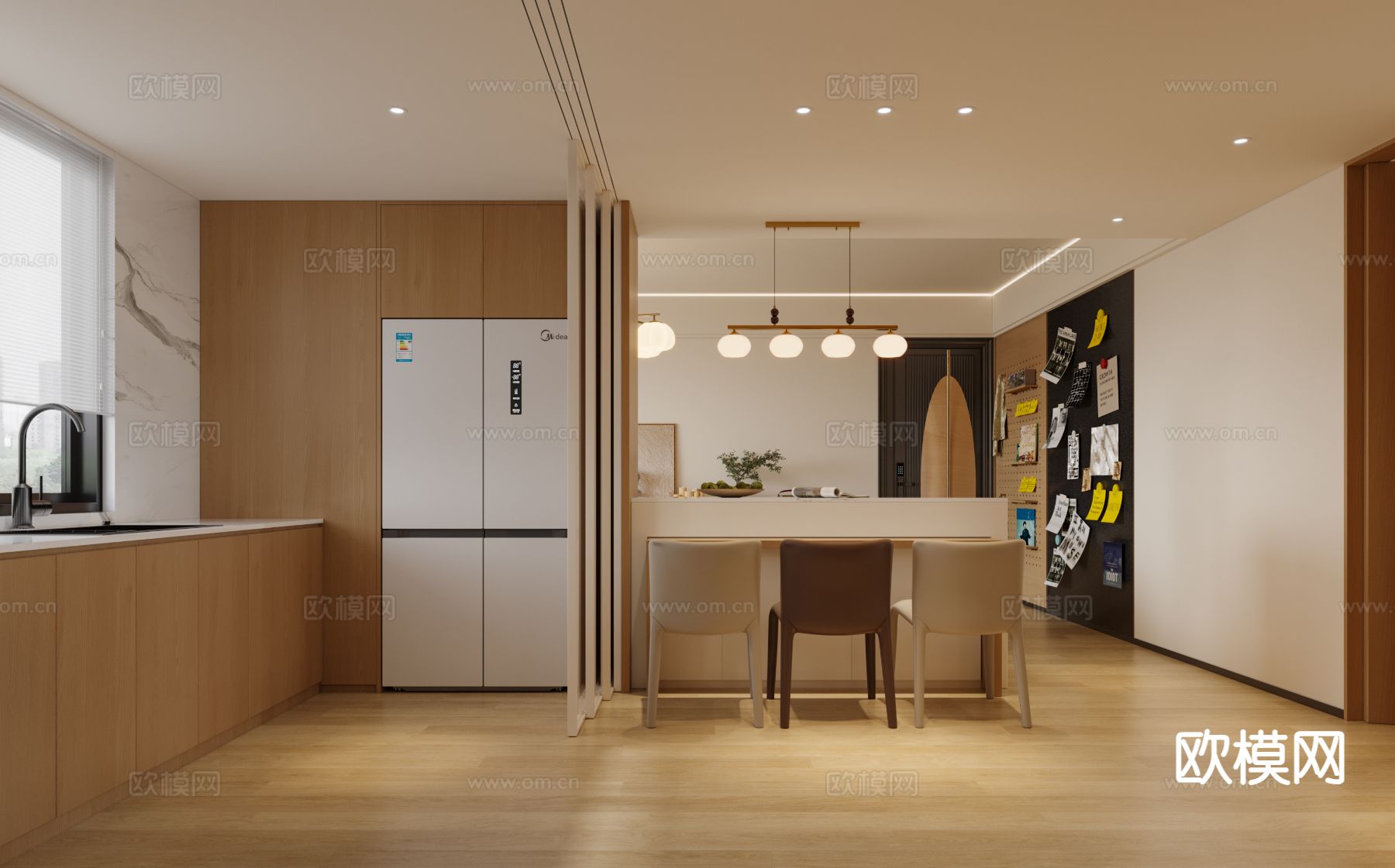 北欧客餐厅3d模型下载（渲染图3）