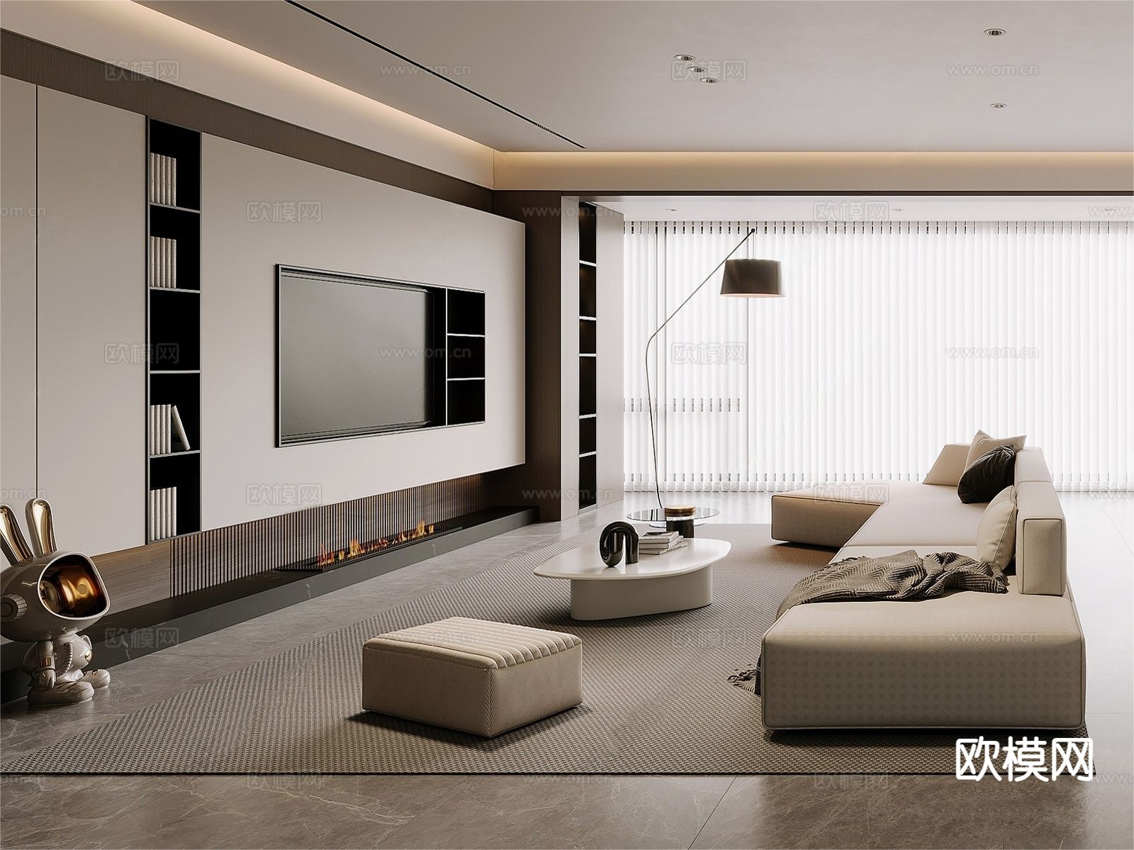 现代客餐厅3d模型下载（渲染图3）