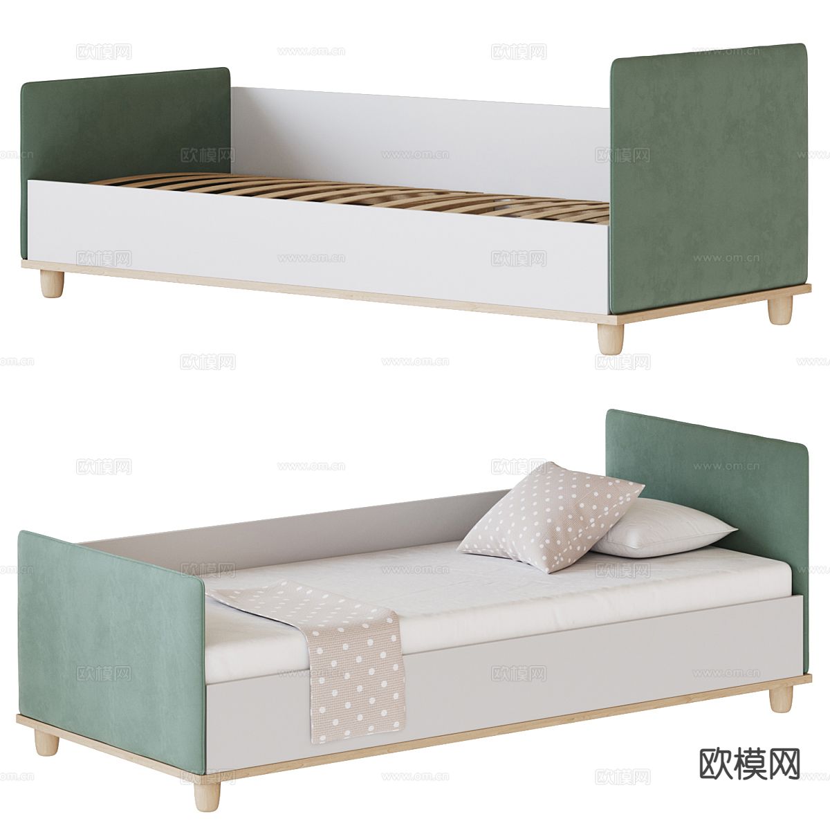 现代单人床3d模型下载