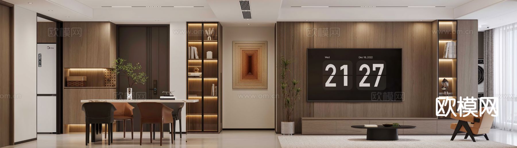 现代客餐厅3d模型下载（渲染图2）