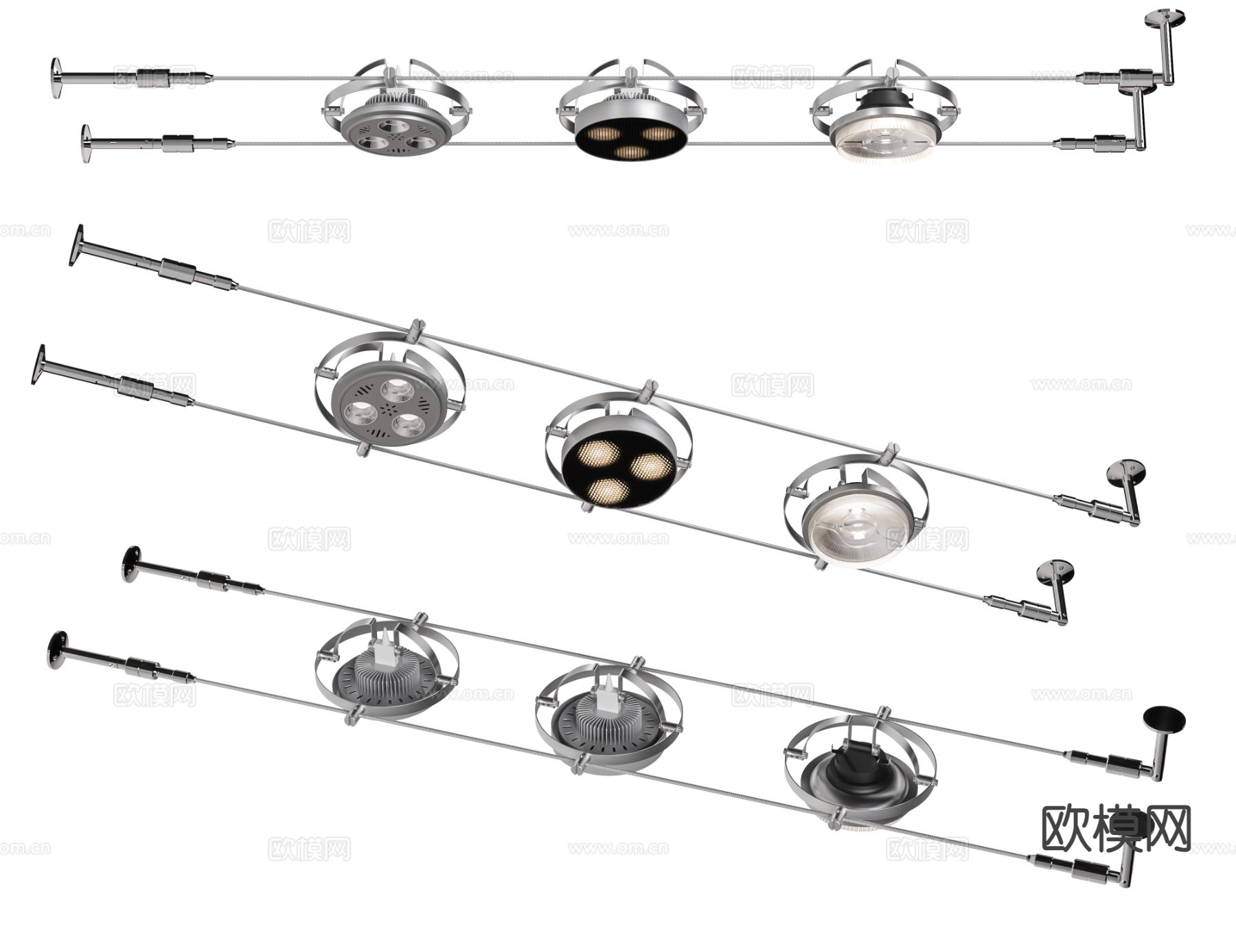 工业风筒灯 射灯 钢丝灯 轨道灯3d模型