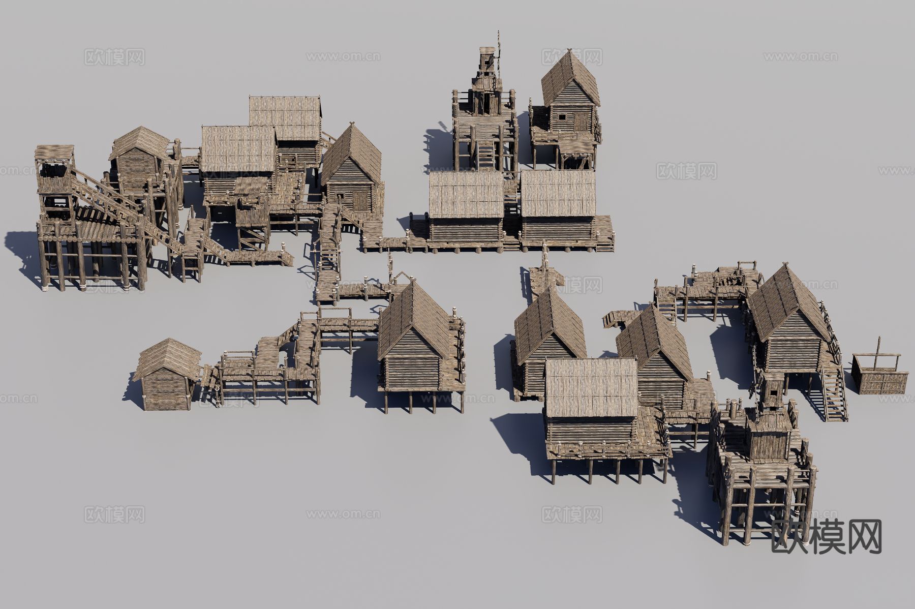 中式古建 游戏古镇 木屋3d模型