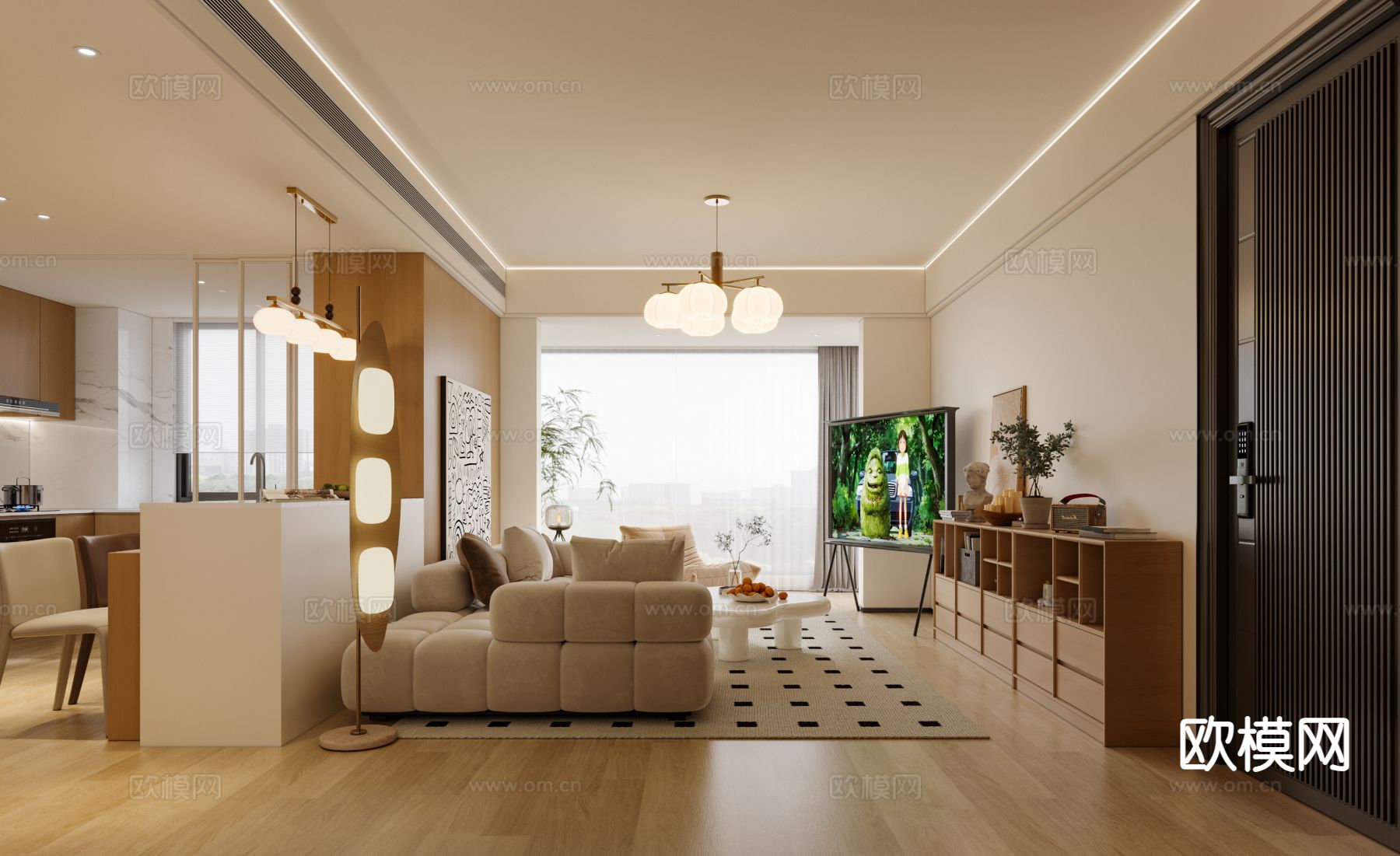 北欧客餐厅3d模型下载（渲染图2）