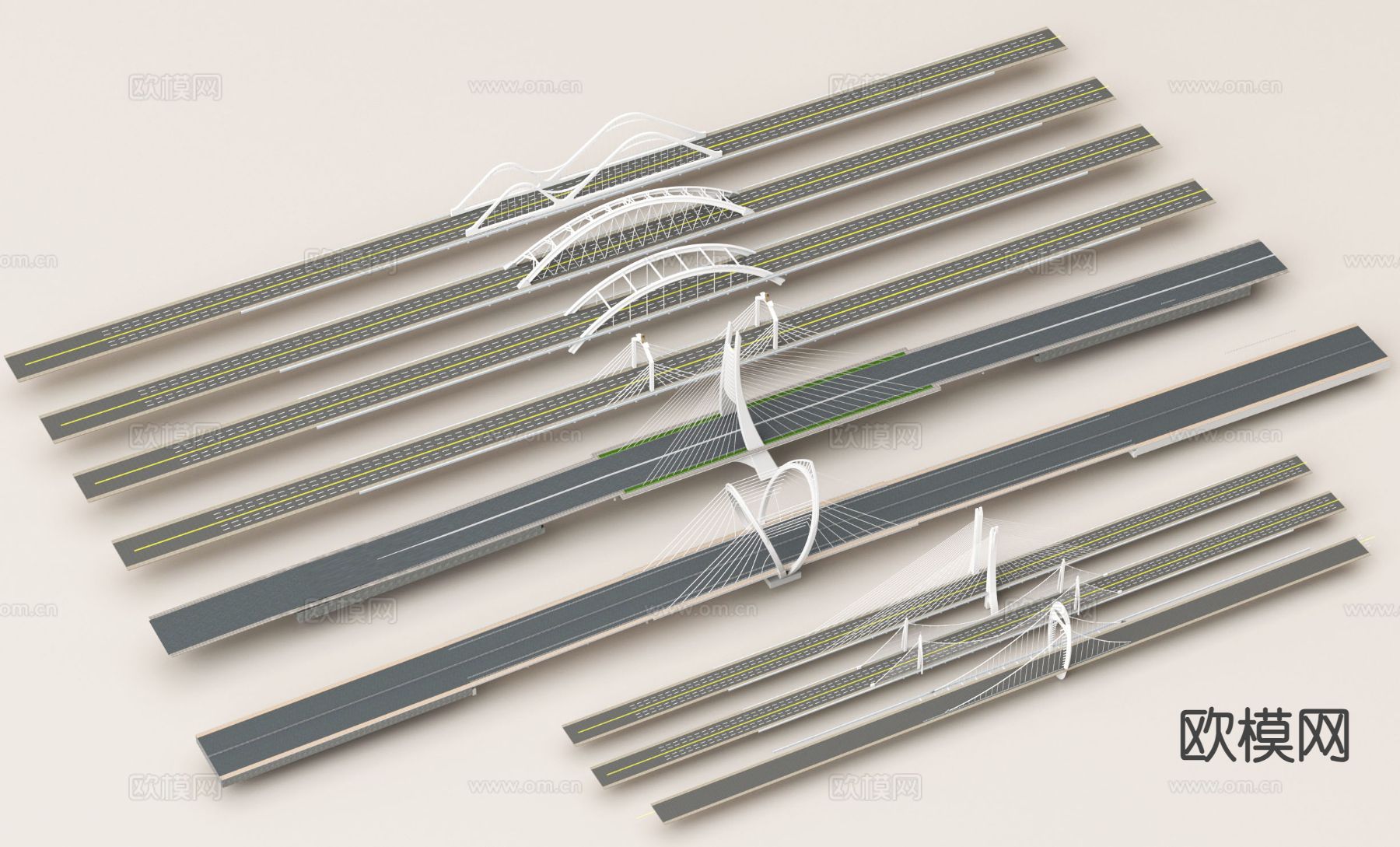 高架桥 立交桥 拉锁桥 公路大桥 跨海大桥3d模型