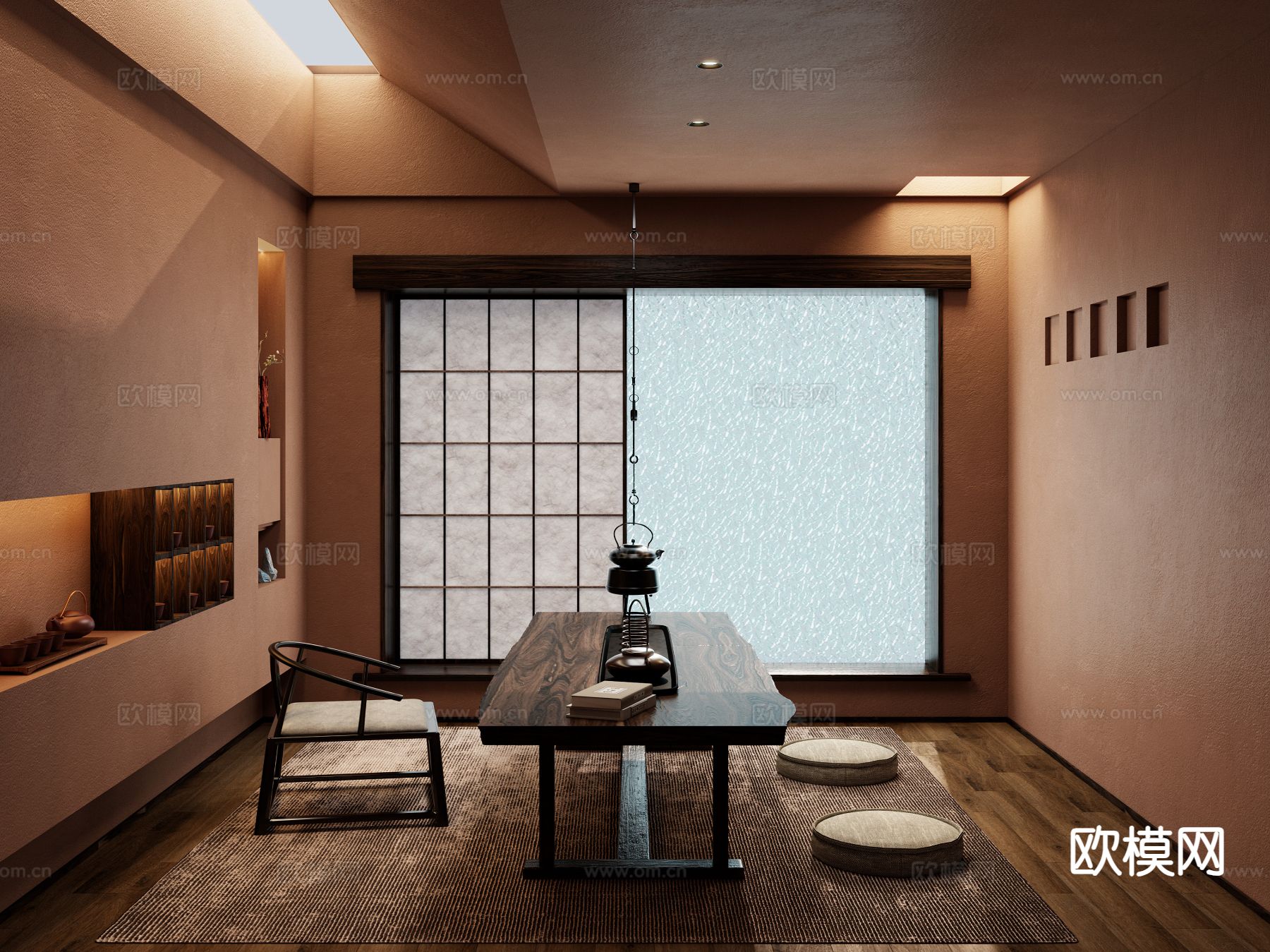 中式茶室3d模型下载（渲染图2）