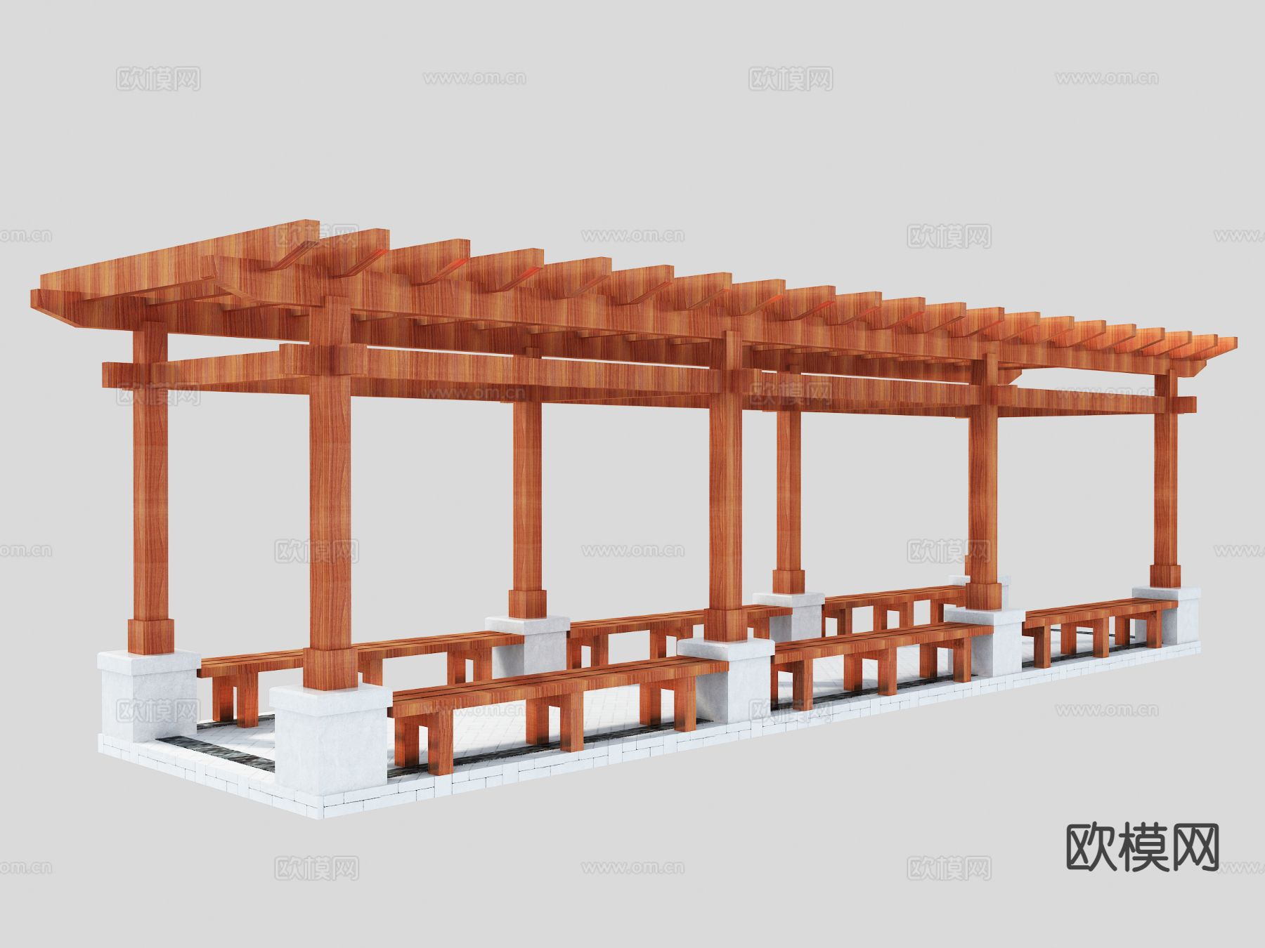 传统中式 长廊 廊架 葡萄架3d模型