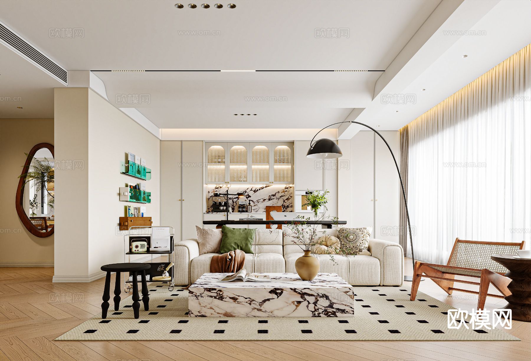 法式客厅3d模型下载