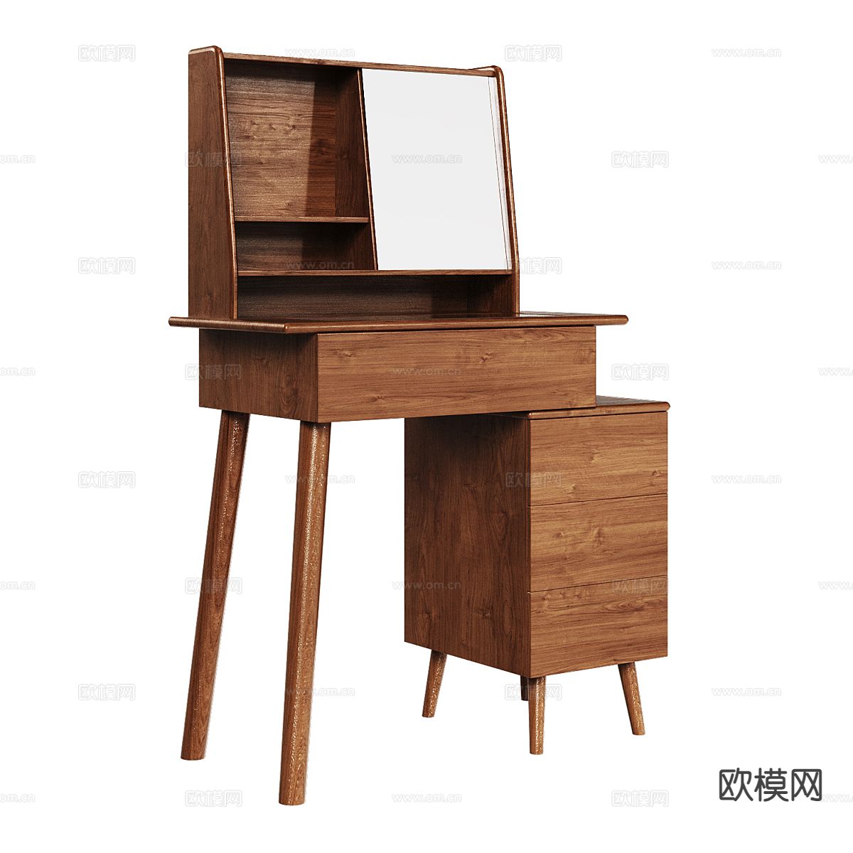 原木风梳妆台3d模型下载