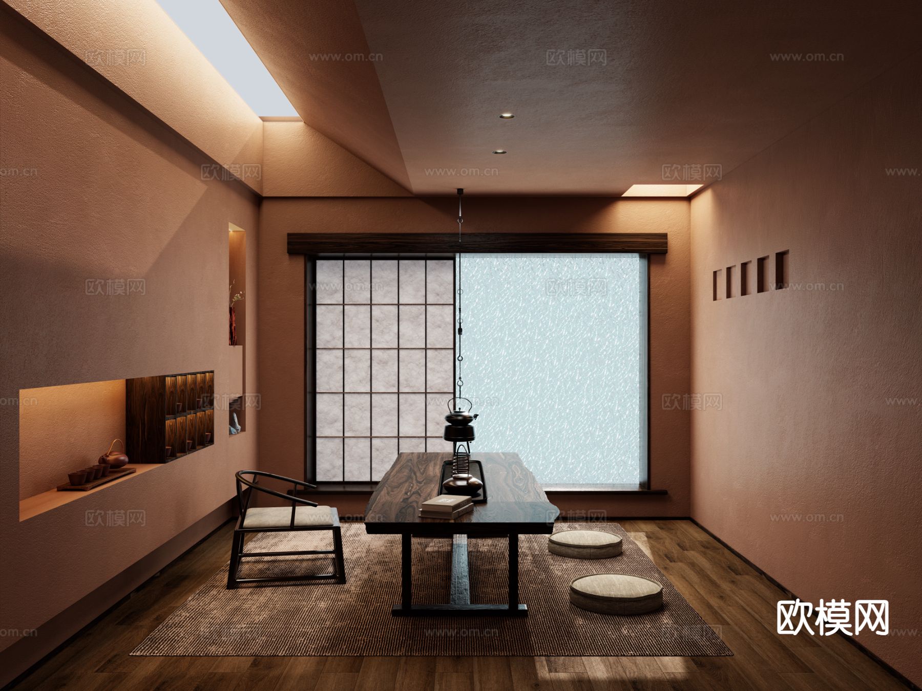 中式茶室3d模型下载（渲染图1）