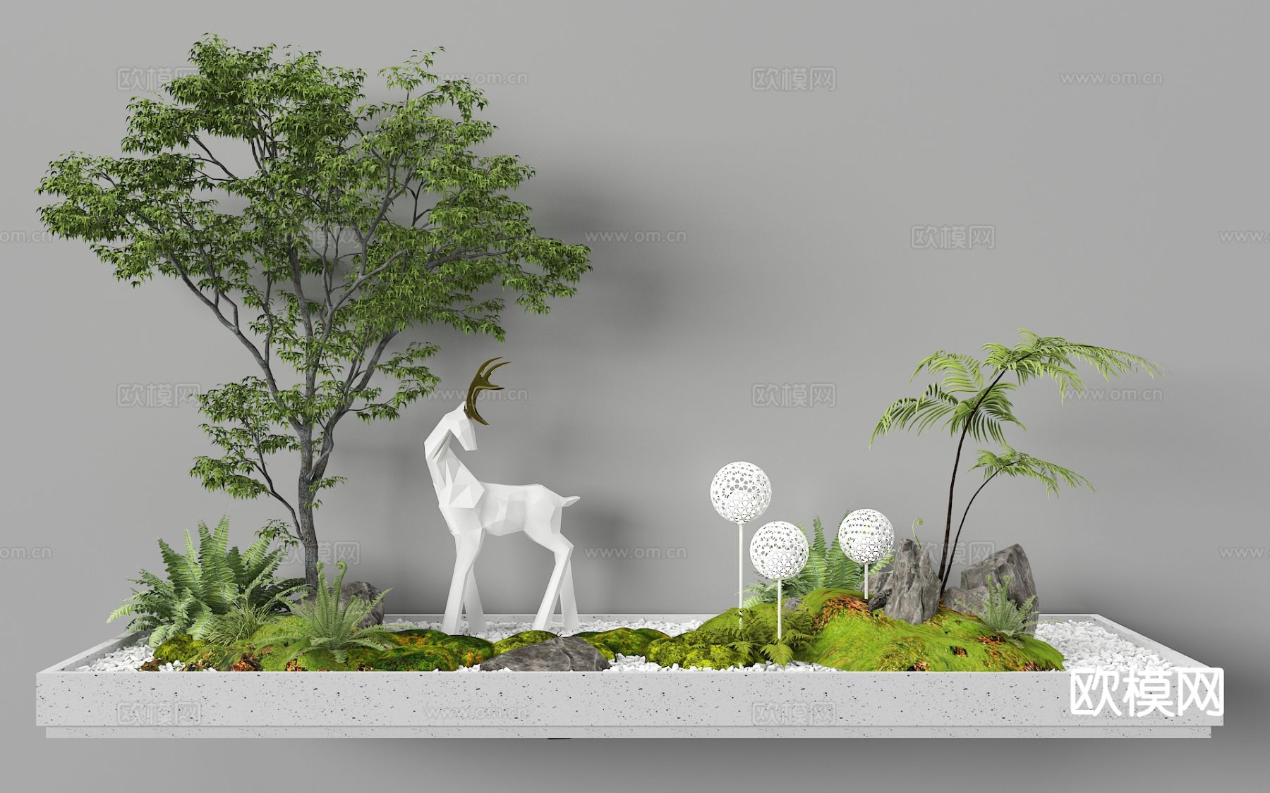 植物造景 庭院小品 植物堆 微地形3d模型