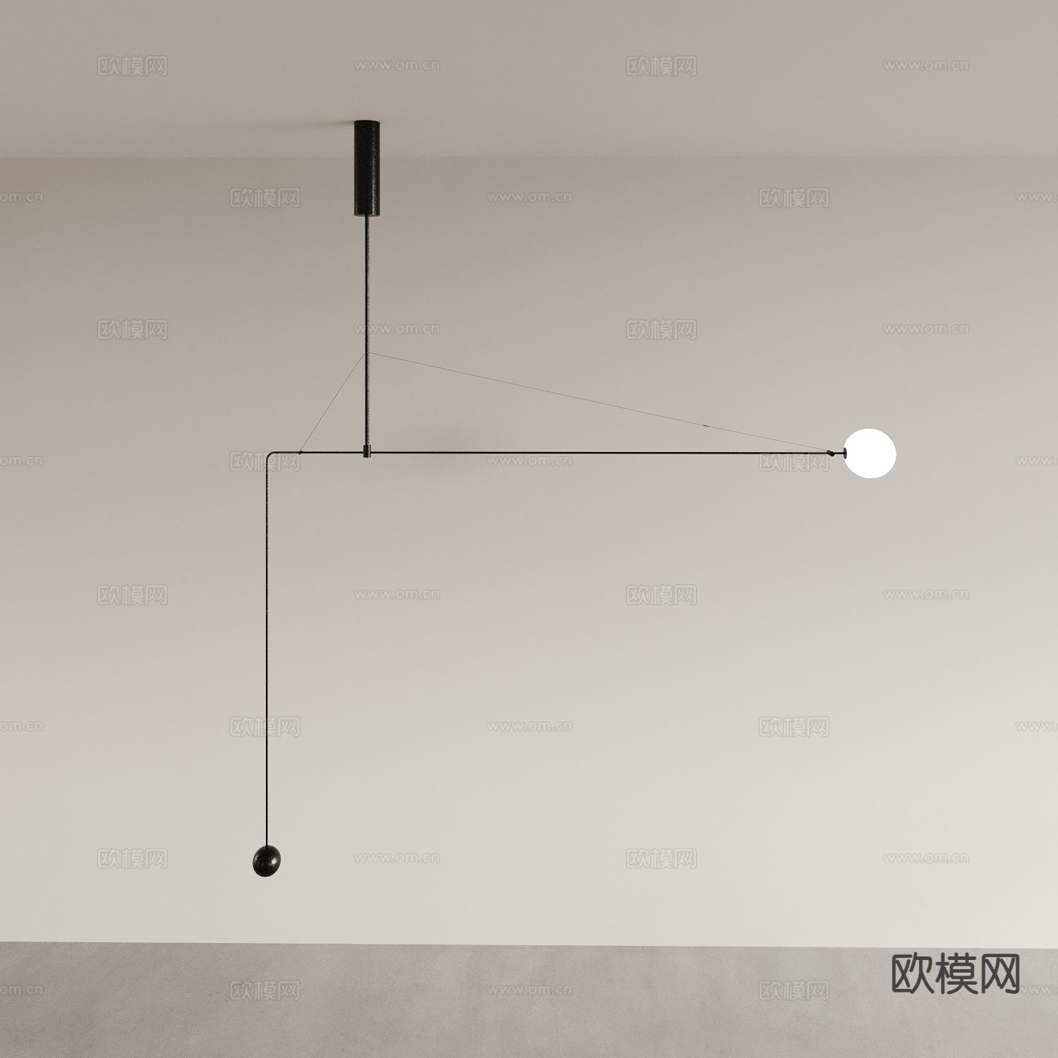 现代长条吊灯 餐厅吊灯3d模型