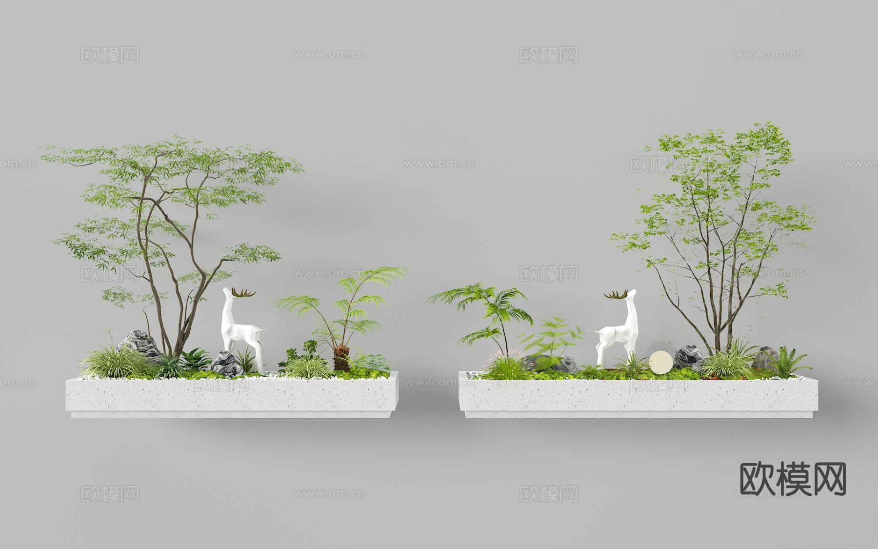 植物造景 庭院小品 植物堆 微地形3d模型