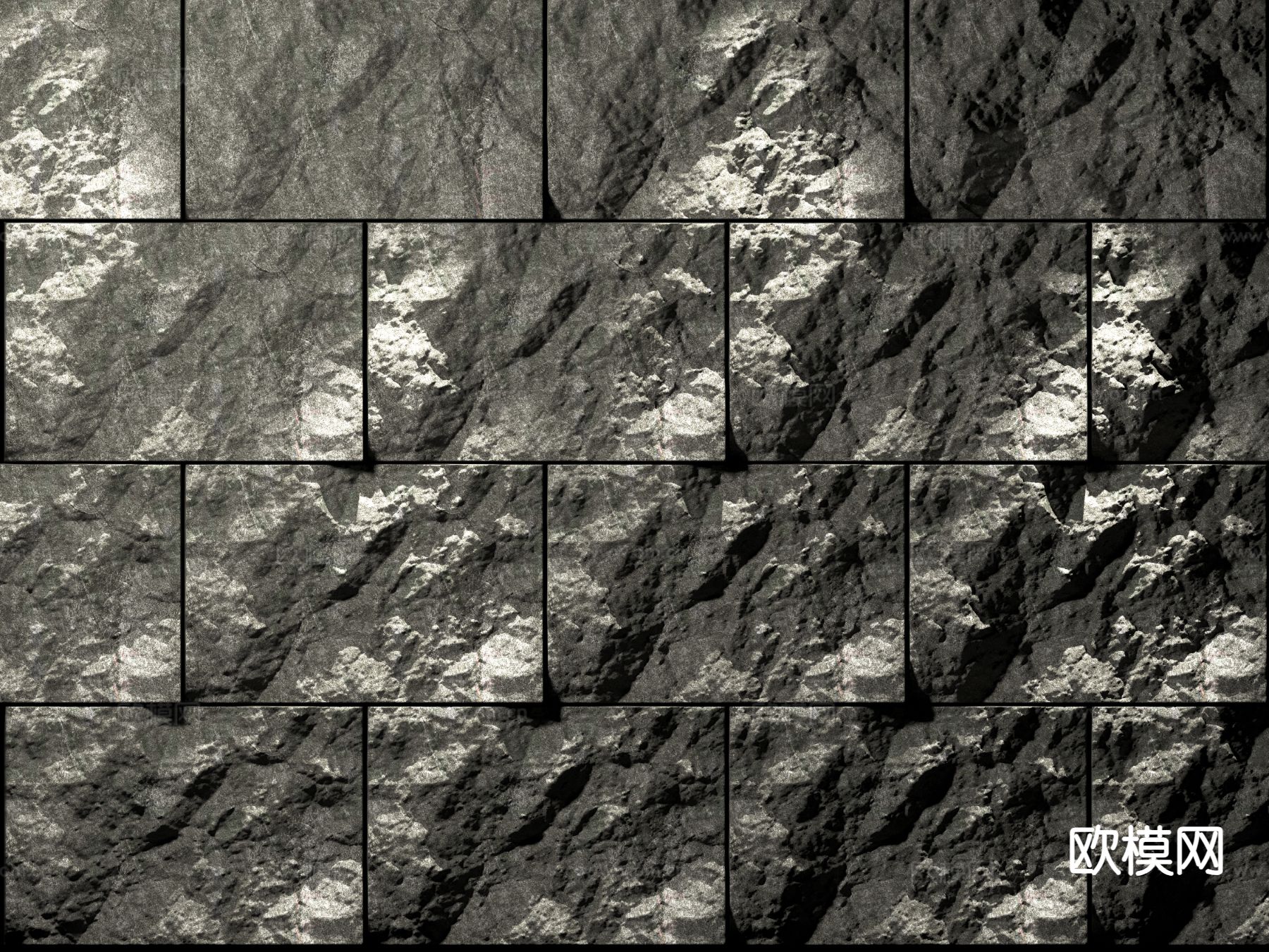 现代背景墙 毛石墙面 熔积岩墙面3d模型