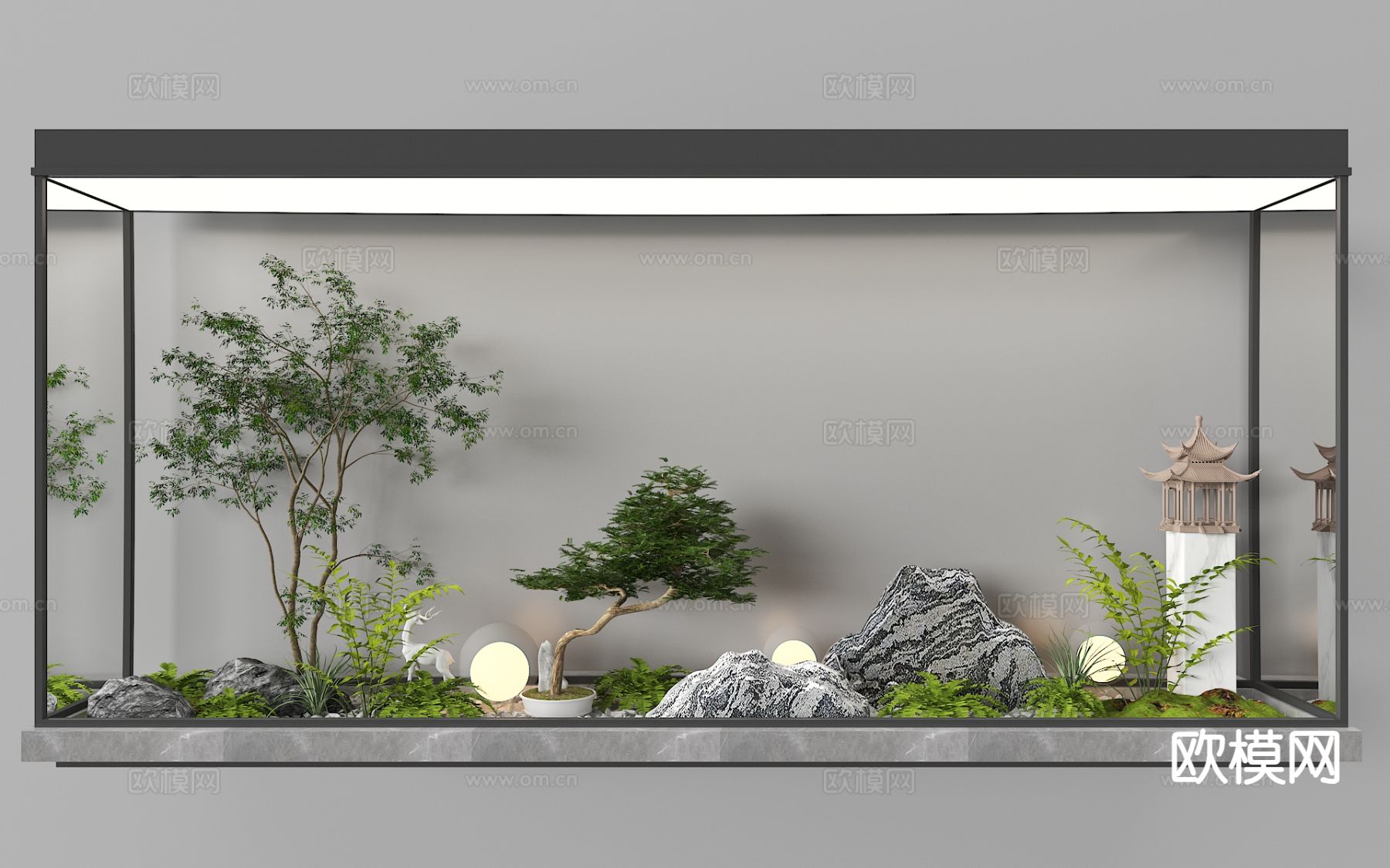 植物造景 庭院小品 植物堆 微地形3d模型