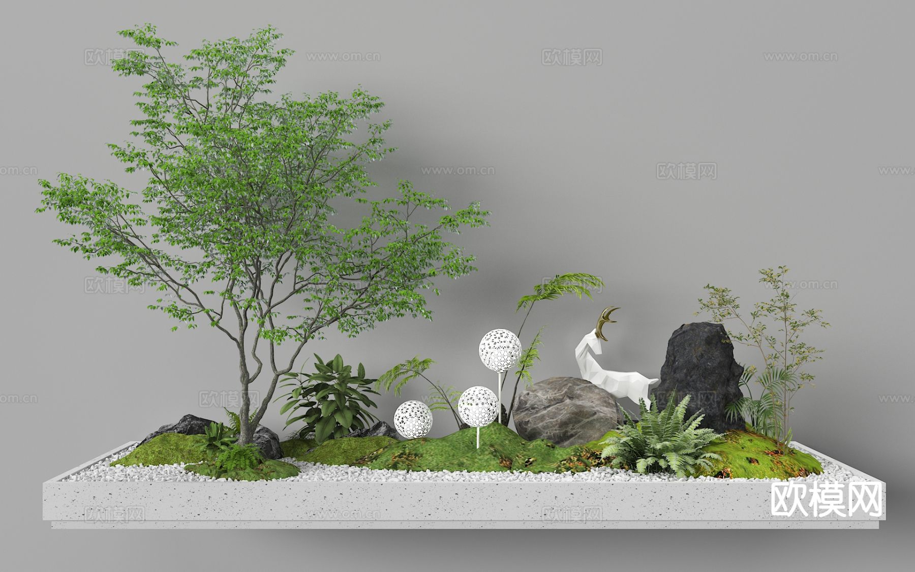 植物造景 庭院小品 植物堆 微地形3d模型