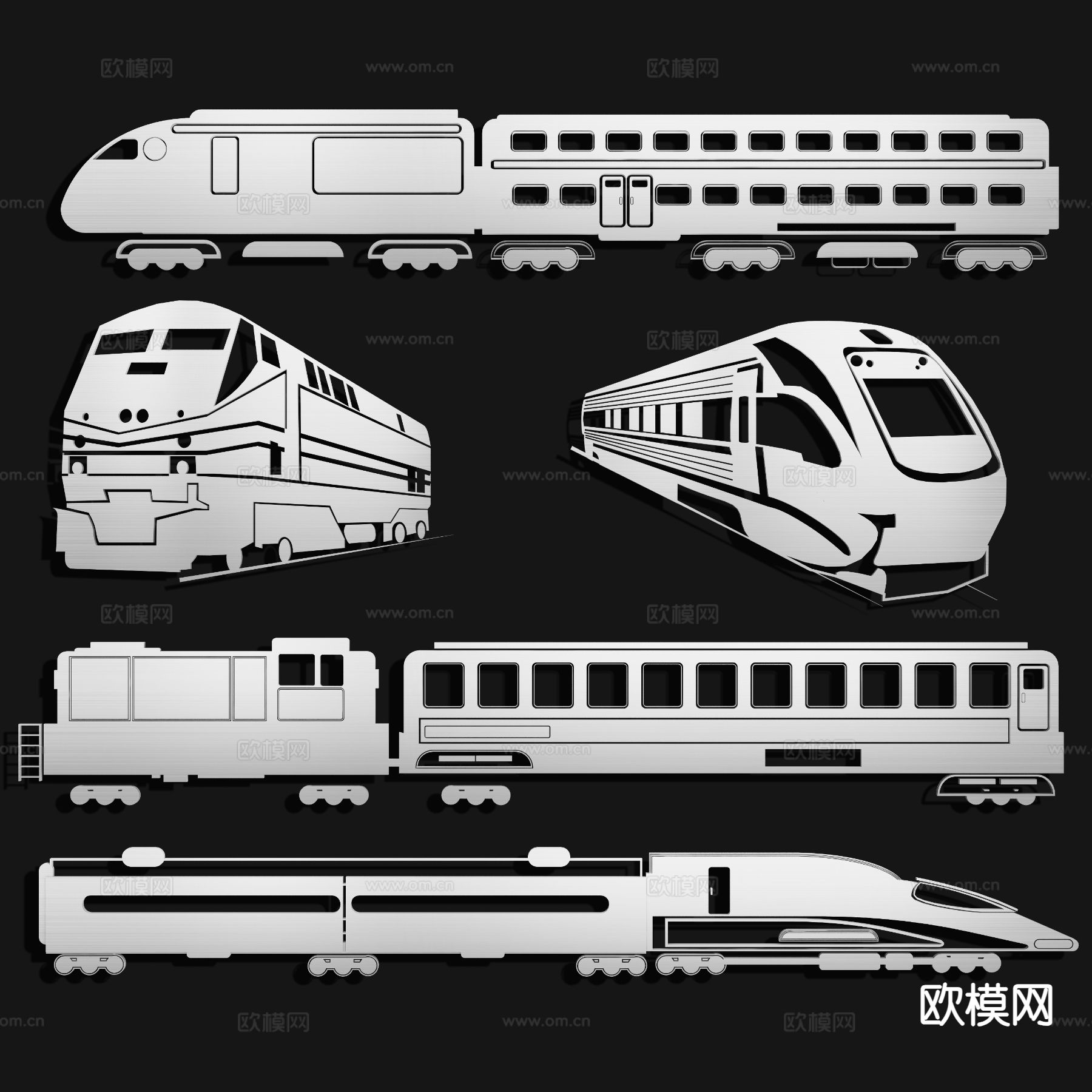 动车 火车 高铁墙饰 图标3d模型