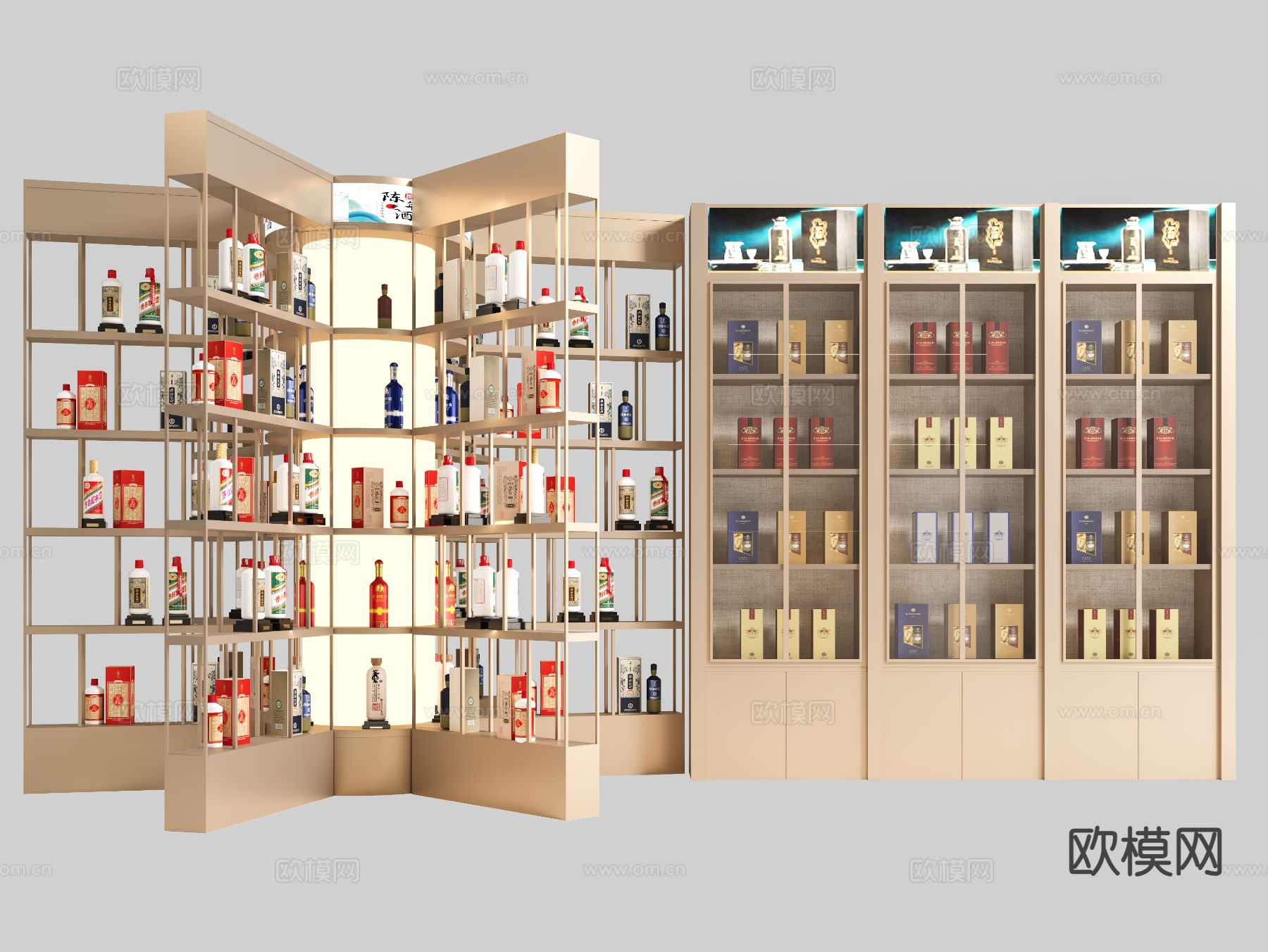 烟酒店 酒架 旋转酒柜3d模型